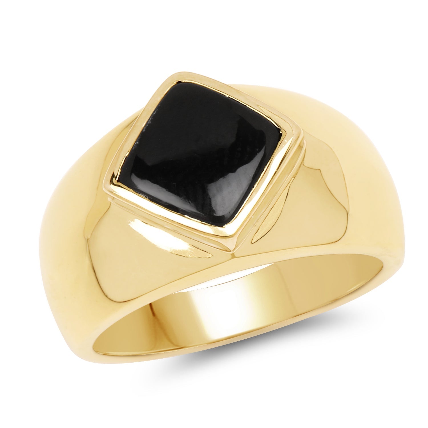 14K Yellow Gold Plated 2.00 Carat Genuine Black Onyx .925 Sterling Silver Ring on sale at MyriadMart