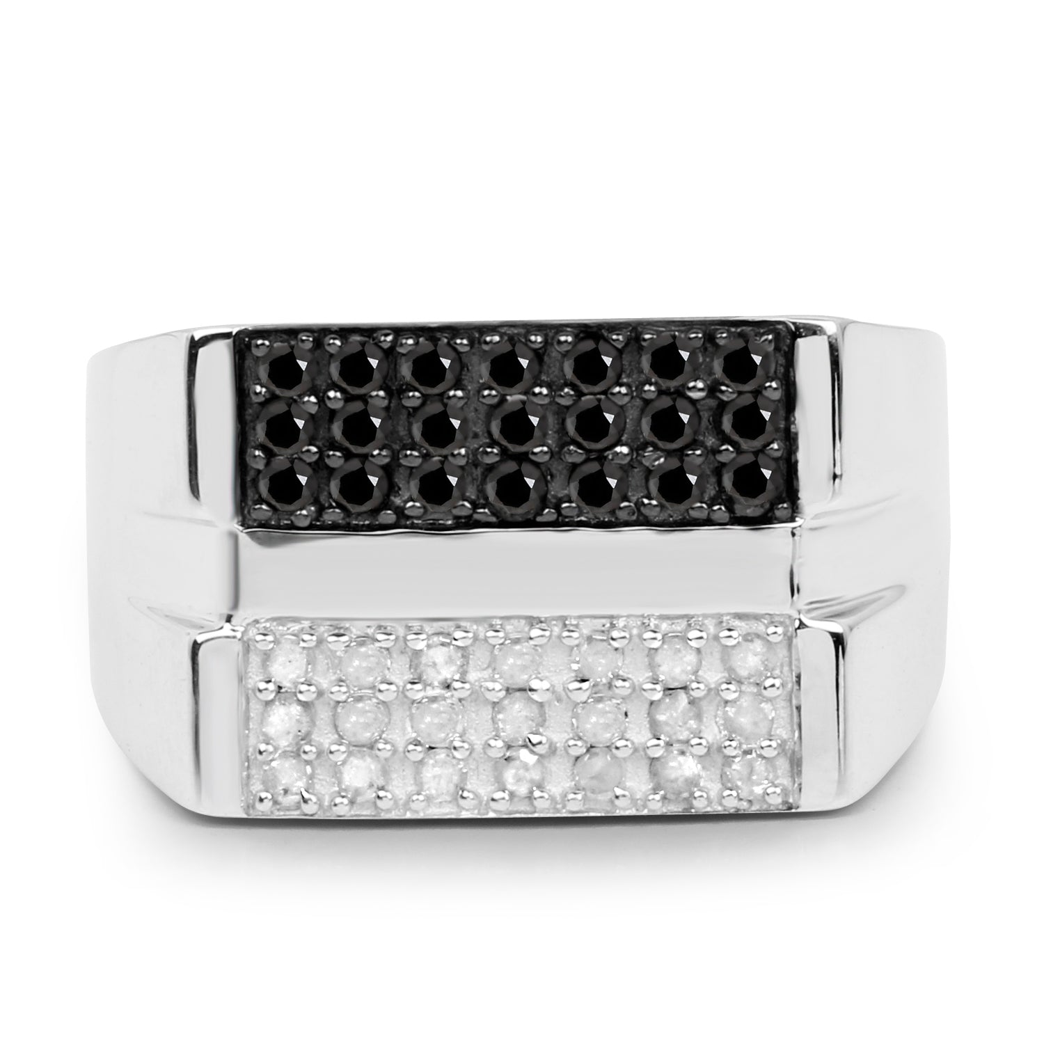 0.64 Carat Genuine Black Diamond and White Diamond .925 Sterling Silver Ring on sale at MyriadMart