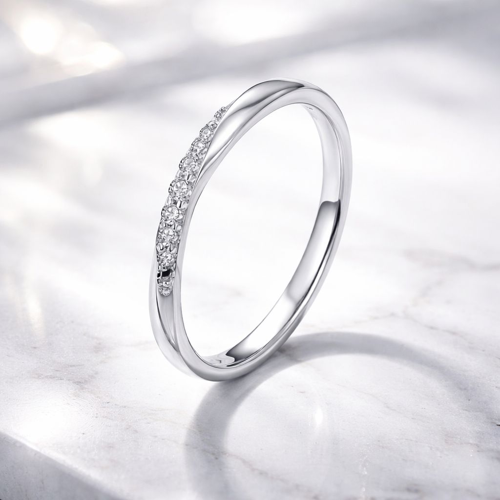 925 Sterling Silver Pavé Set CZ Platinum Plated Ring Size 6 for Women on sale at MyriadMart