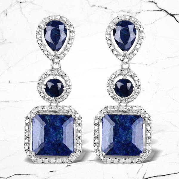 11.62 Carat Dyed Sapphire .925 Sterling Silver Earrings on sale at MyriadMart