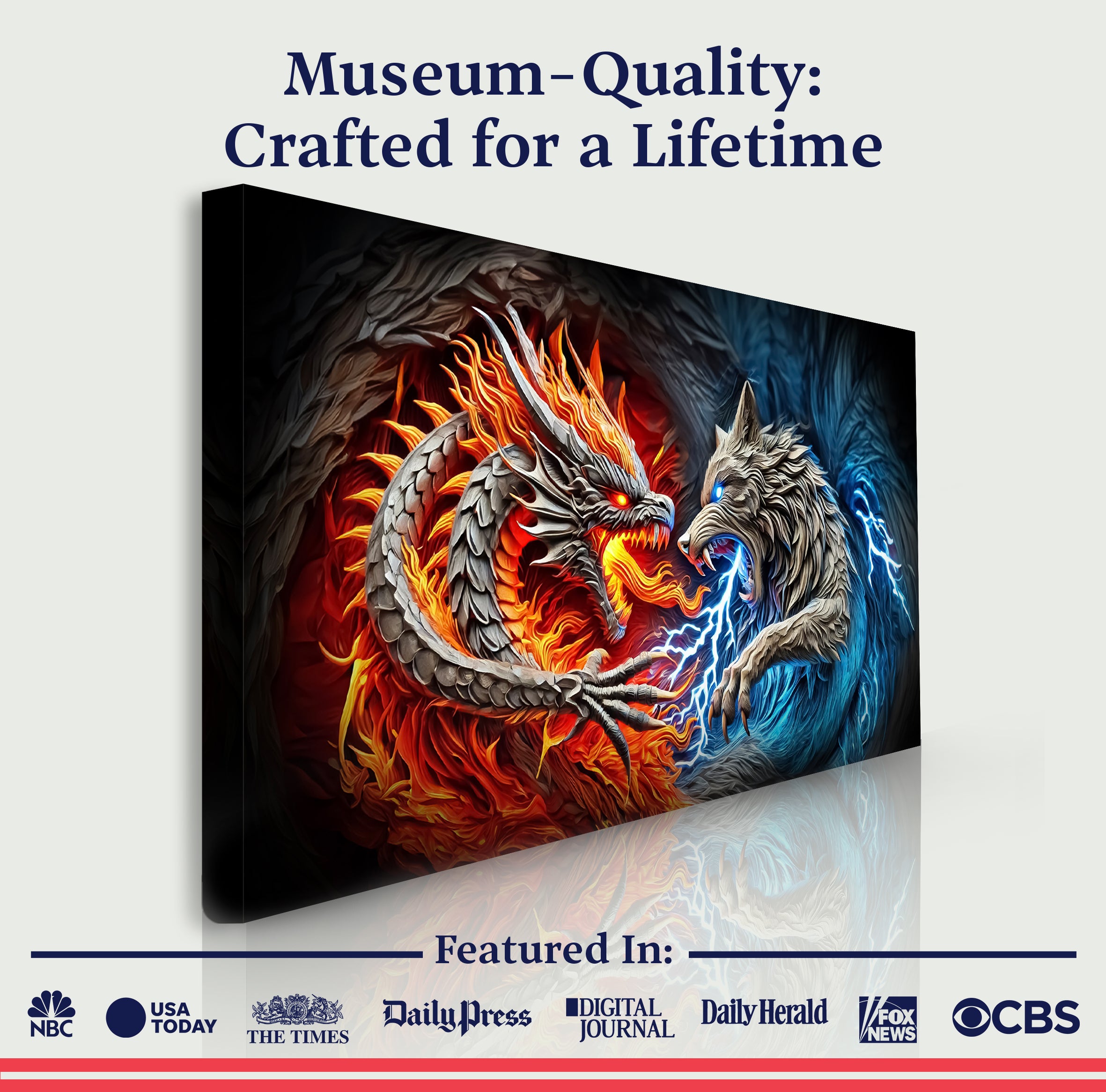 3D Dragon and Wolf Wall Art II on sale at MyriadMart