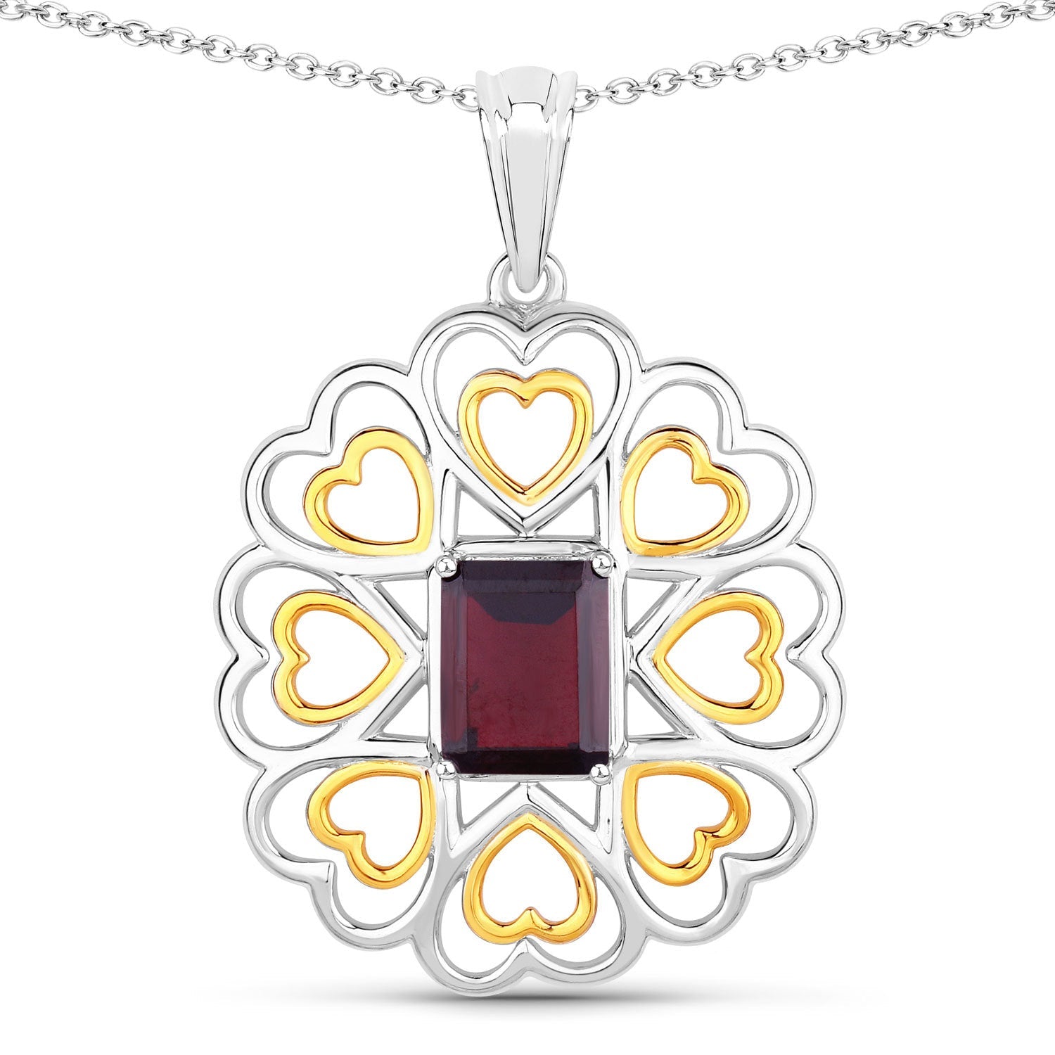 2.55 Carat Genuine Garnet .925 Sterling Silver Pendant on sale at MyriadMart