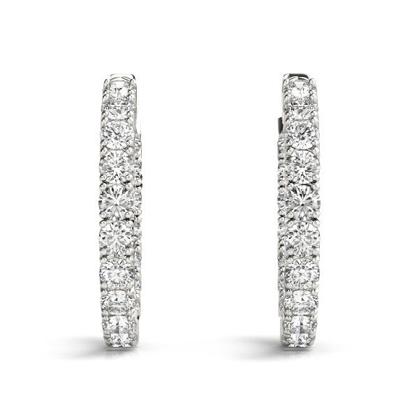 14k White Gold Two Sided Prong Set Diamond Hoop Earrings 3 1/2 cttw on sale at MyriadMart