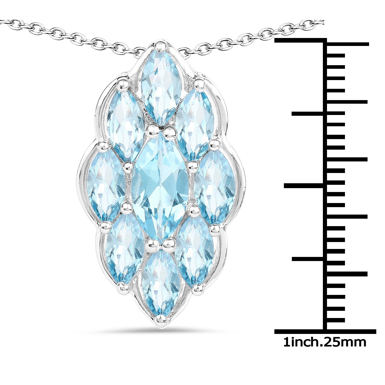 4.77 Carat Genuine Swiss Blue Topaz .925 Sterling Silver Pendant on sale at MyriadMart