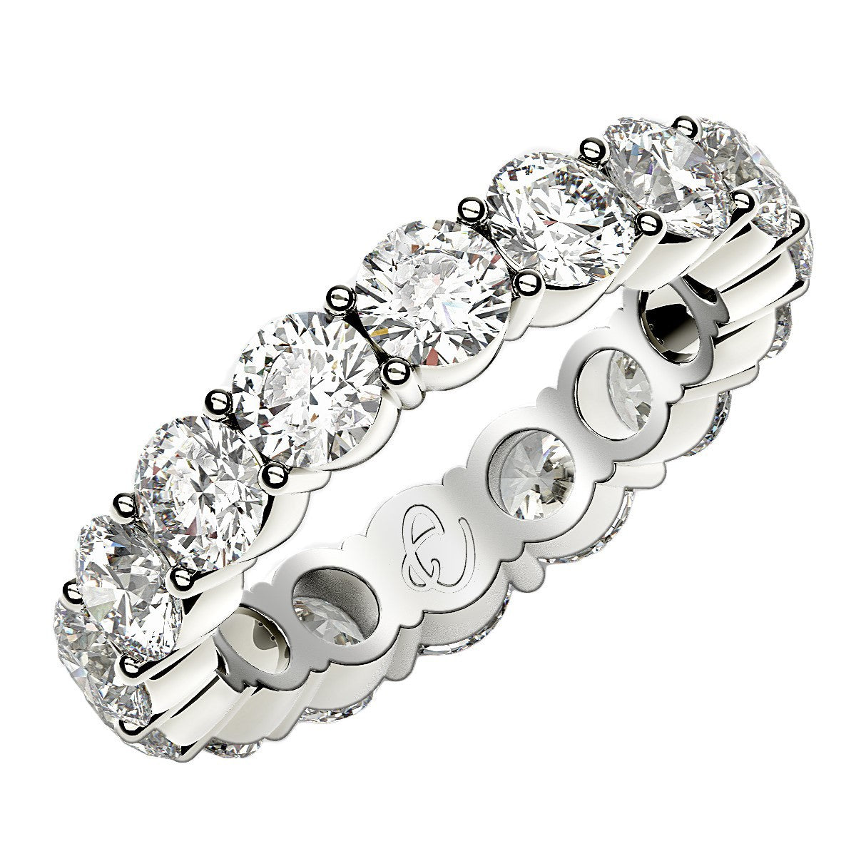 Round Cut Lab Grown Diamond Eternity Ring in 14k White Gold 4 cttw FG/VS2 on sale at MyriadMart