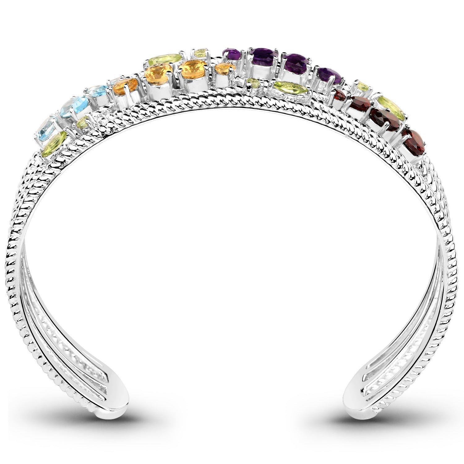 4.82 Carat Genuine Multi Stones .925 Sterling Silver Cuff Bangle on sale at MyriadMart
