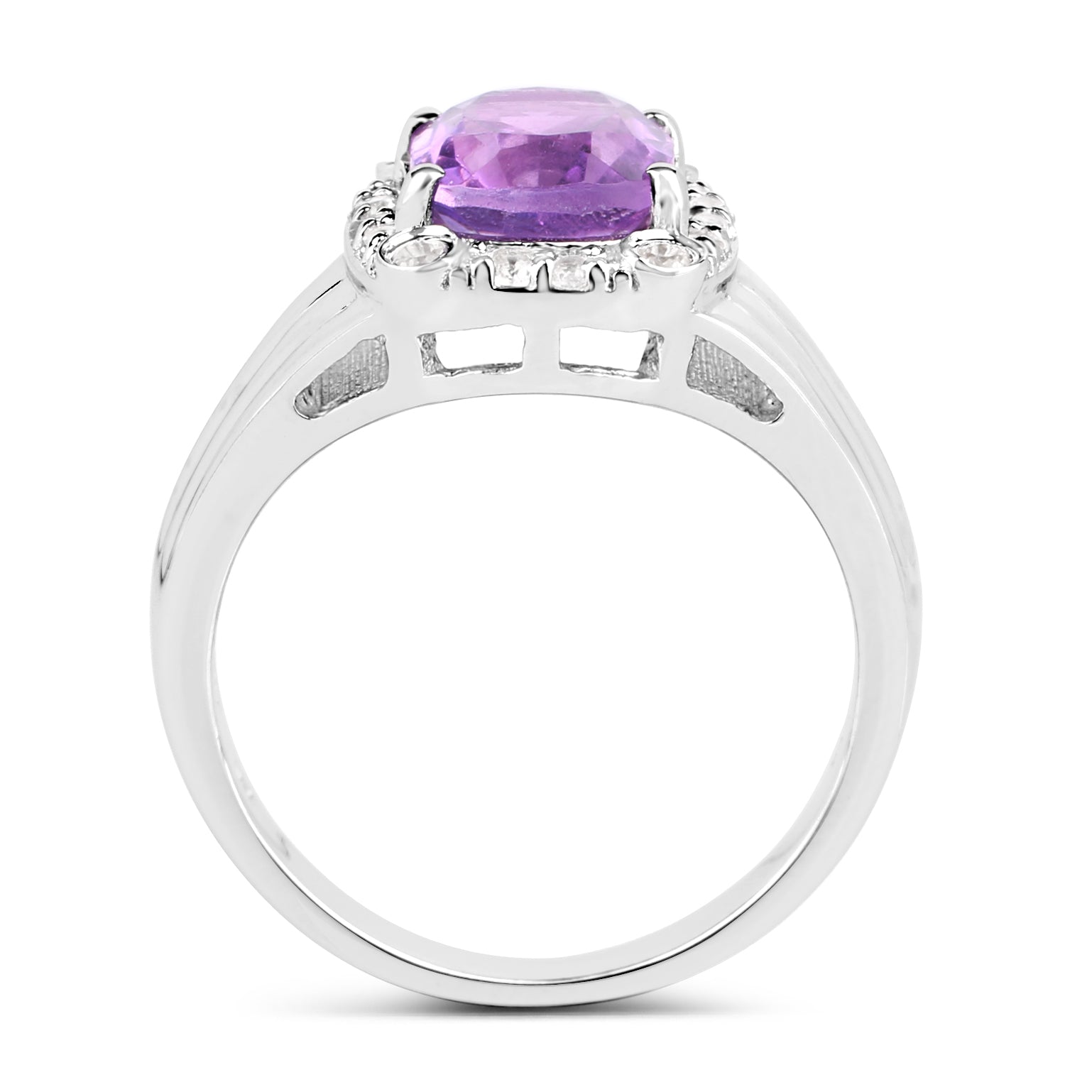 2.13 Carat Genuine Amethyst and White Topaz .925 Sterling Silver Ring on sale at MyriadMart