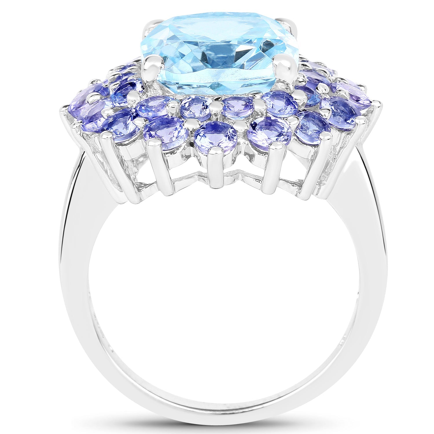 11.22 Carat Genuine Blue Topaz and Tanzanite .925 Sterling Silver Ring on sale at MyriadMart