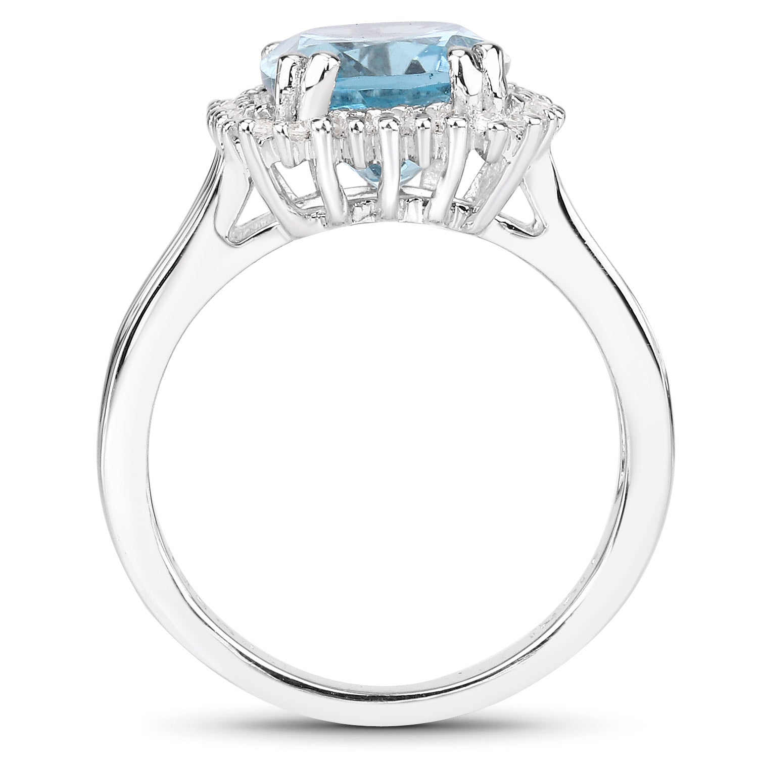 4.32 Carat Genuine Blue Topaz and White Zircon .925 Sterling Silver Ring on sale at MyriadMart
