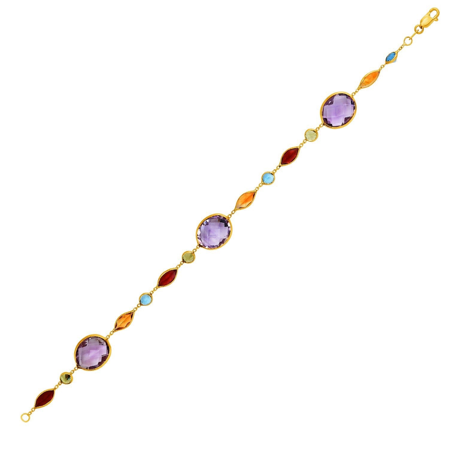 14k Yellow Gold Bracelet with Multi-Colored Stones on sale at MyriadMart