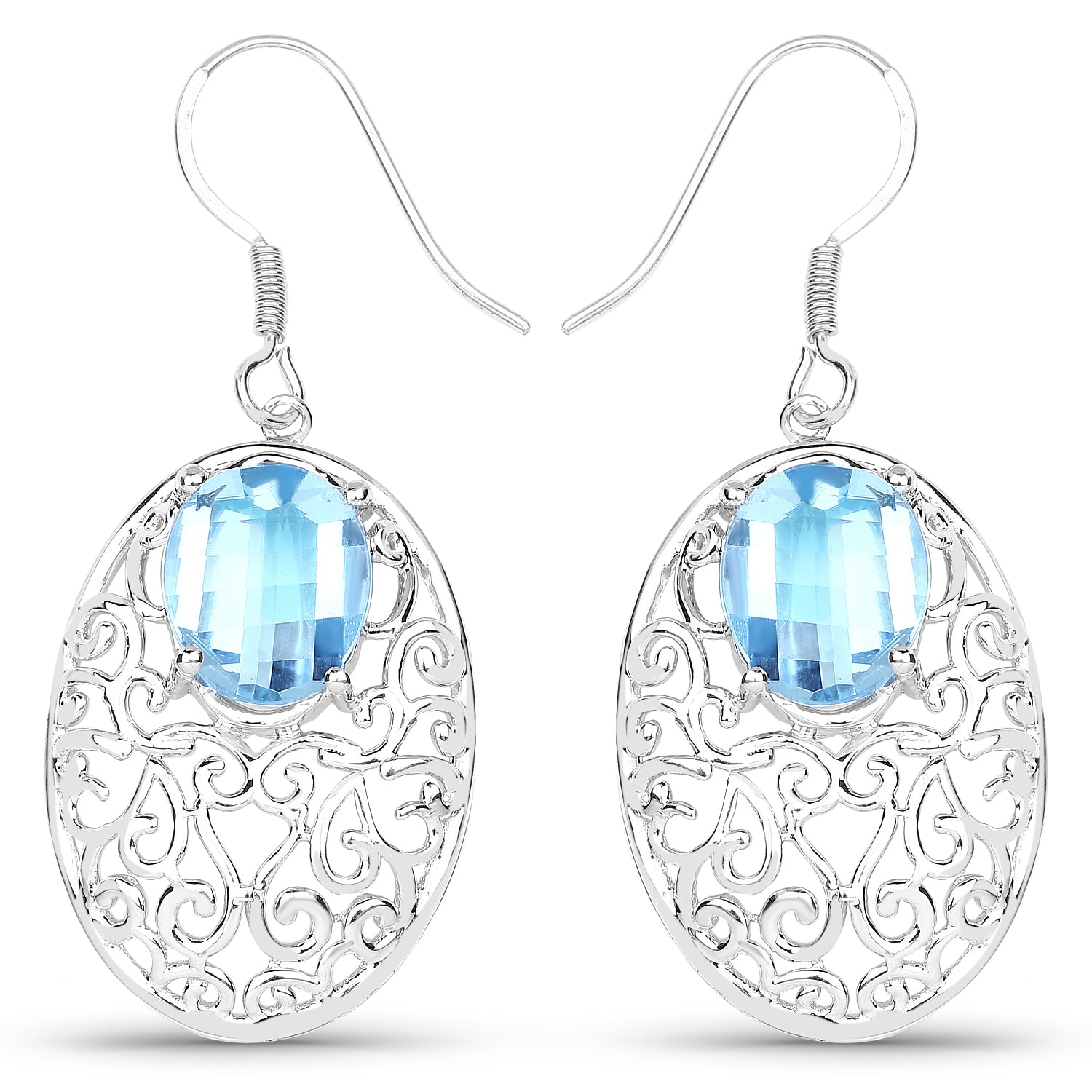 10.72 Carat Genuine Blue Topaz .925 Sterling Silver Earrings on sale at MyriadMart
