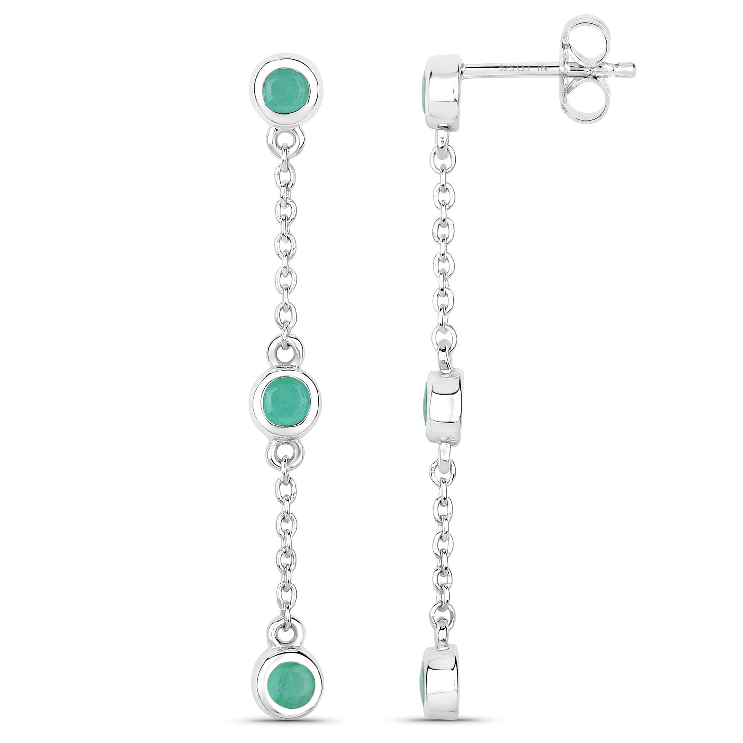 0.60 Carat Genuine Emerald .925 Sterling Silver Earrings on sale at MyriadMart