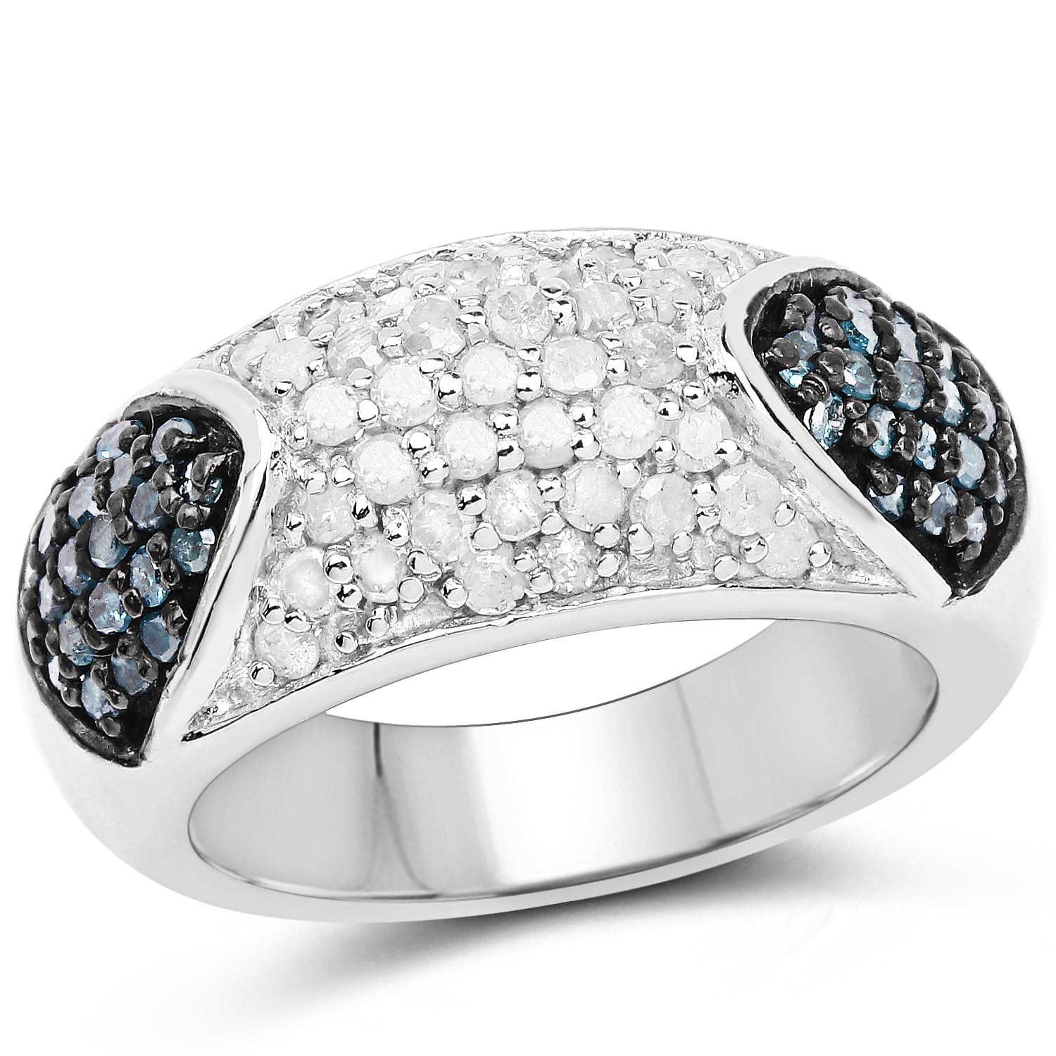 0.94 Carat Genuine Blue Diamond and White Diamond .925 Sterling Silver Ring on sale at MyriadMart
