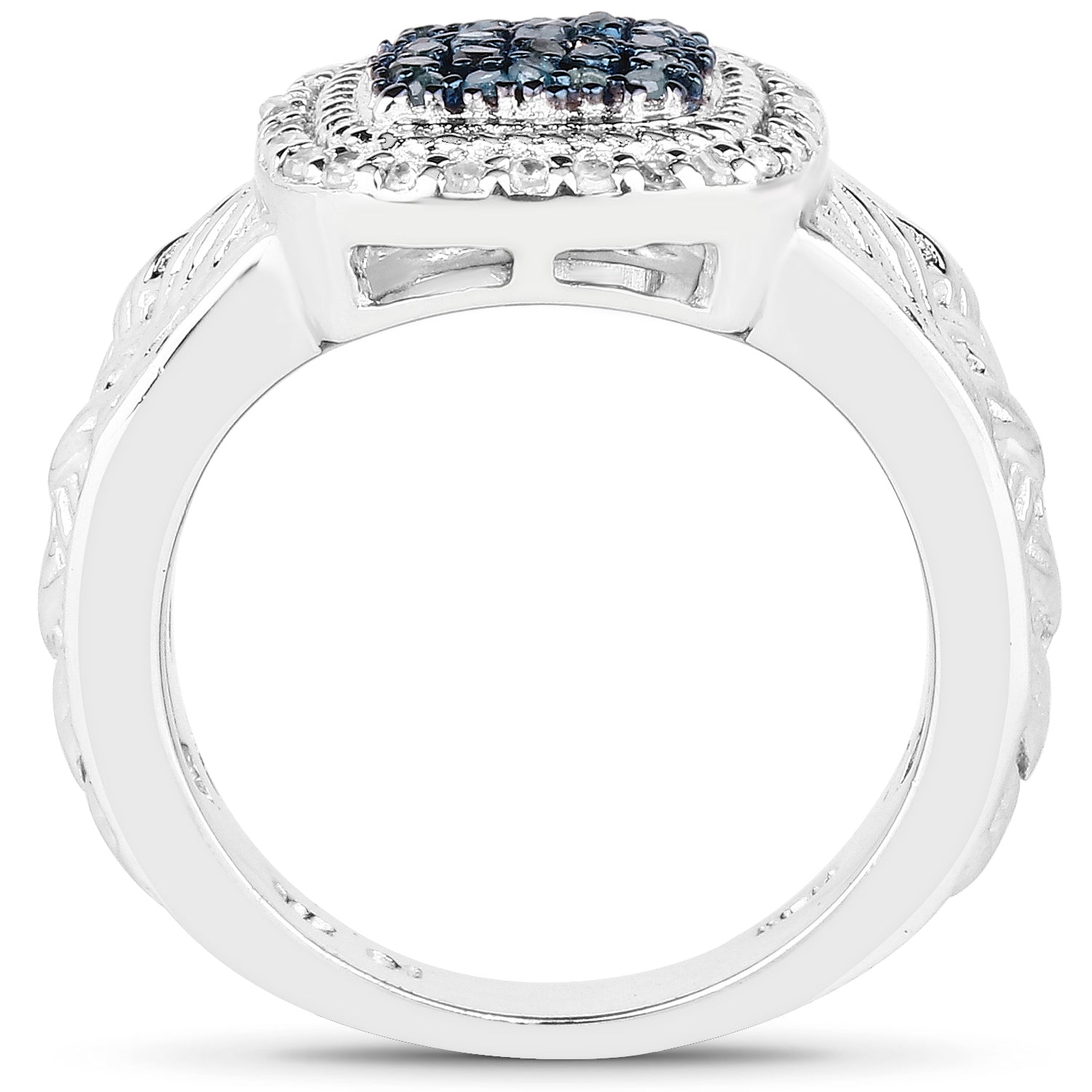 0.28 Carat Genuine Blue Diamond and White Diamond .925 Sterling Silver Ring on sale at MyriadMart