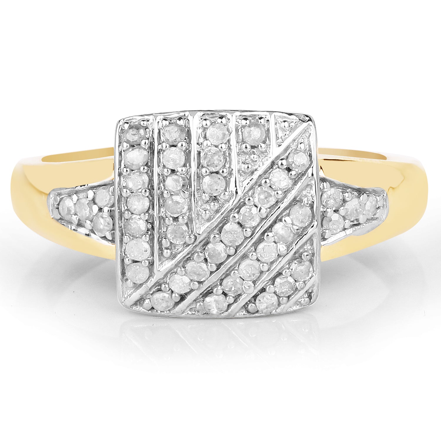 14K Yellow Gold Plated 0.23 Carat Genuine White Diamond .925 Sterling Silver Ring on sale at MyriadMart