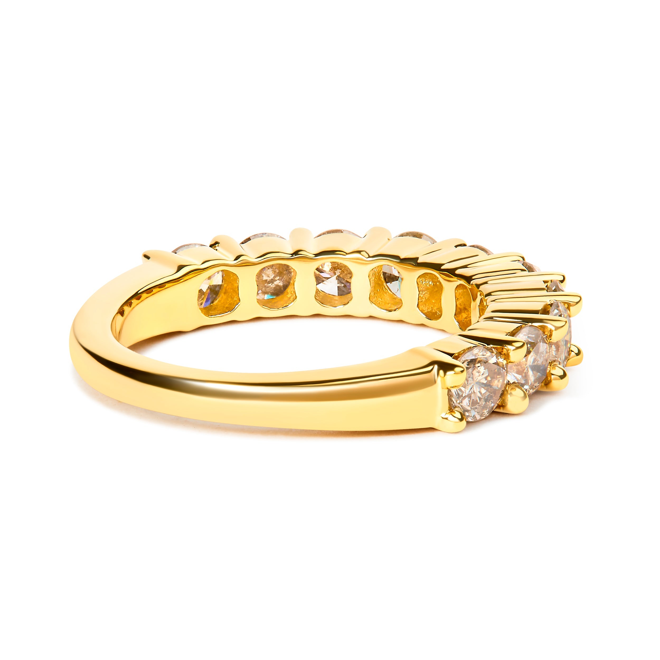 14K Yellow Gold Plated .925 Sterling Silver 2.0 Cttw Round Brilliant Cut Diamond 10 Stone Anniversary Band Ring J-K Color, I1-I2 Clarity - Size 6 on sale at MyriadMart