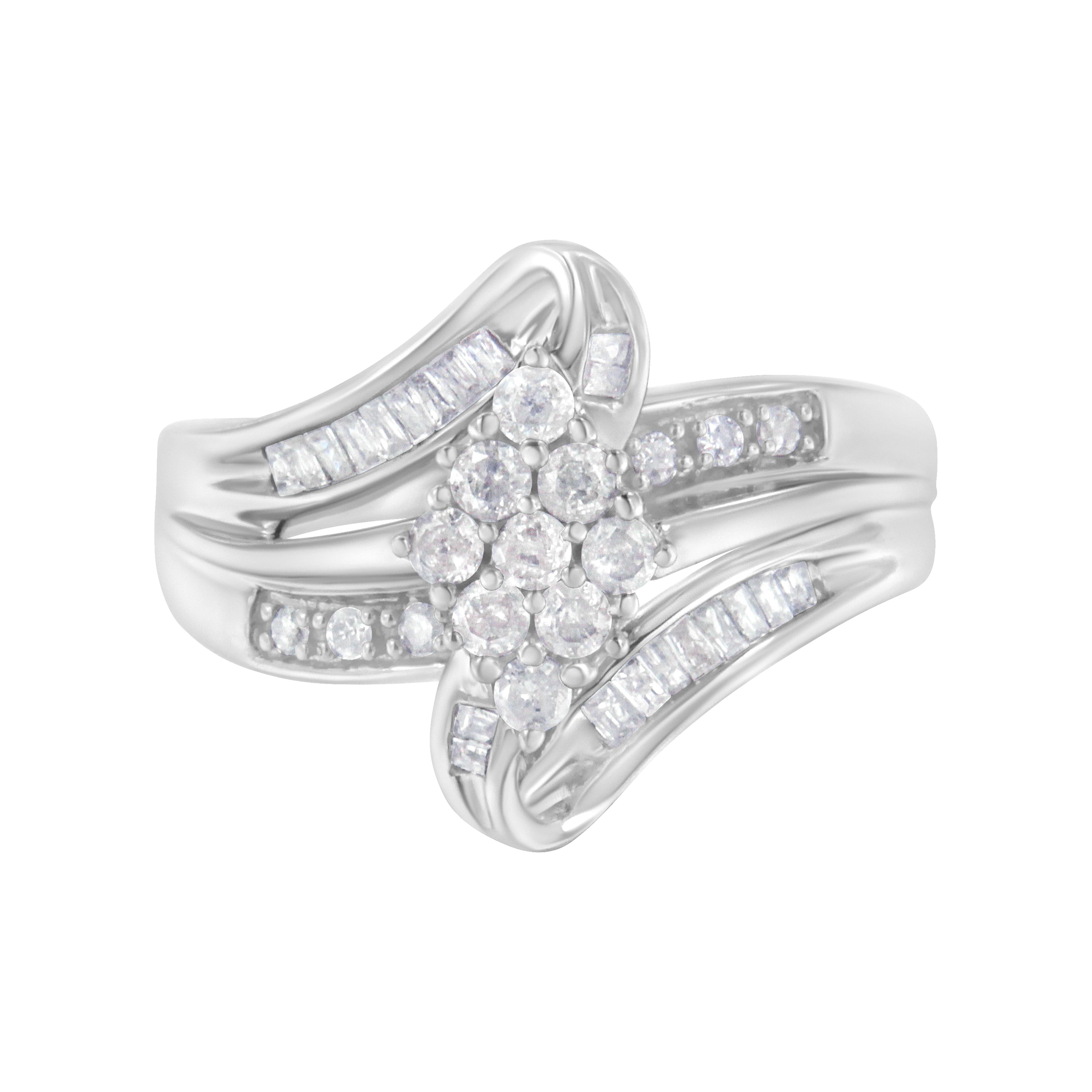 10K White Gold 1/2 cttw Diamond Cluster Ring H-I Clarity, I2-I3 Color - Size 6 on sale at MyriadMart