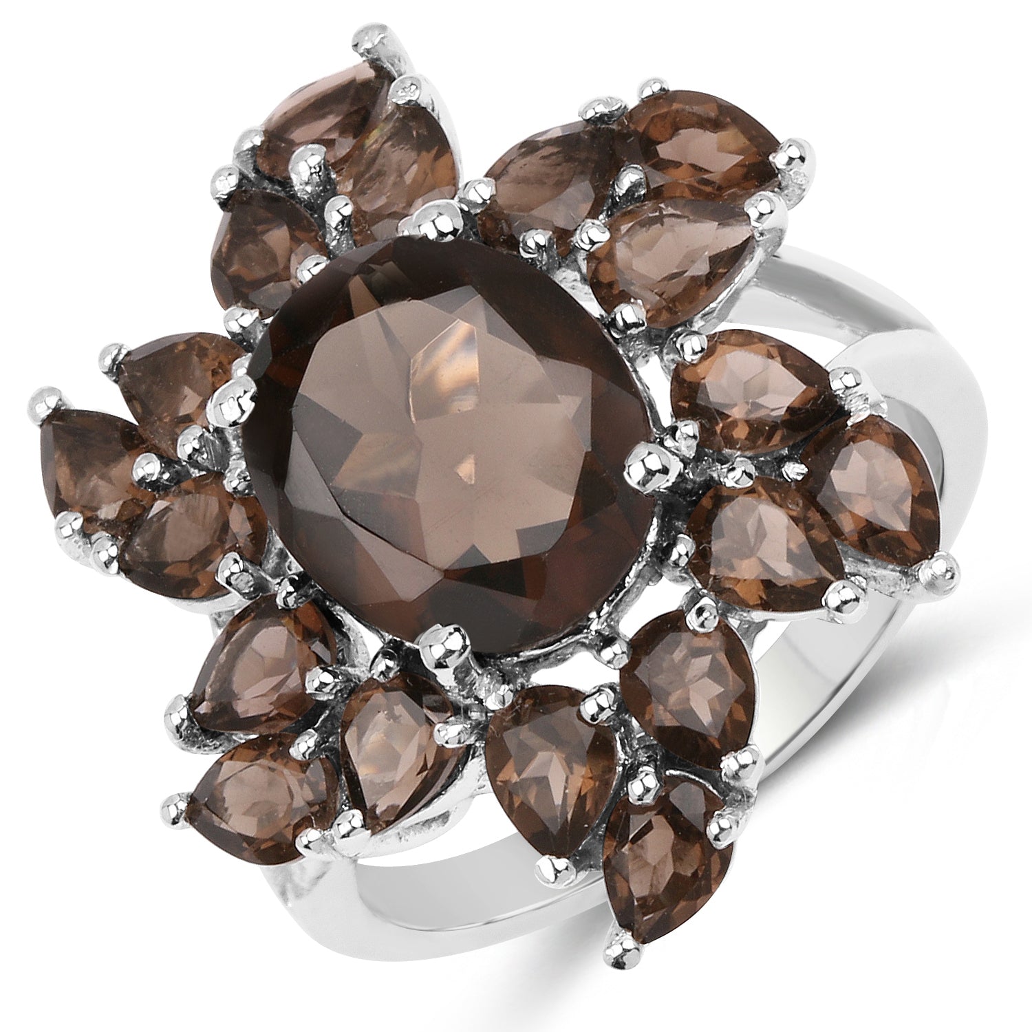 5.69 Carat Genuine Smoky Quartz .925 Sterling Silver Ring on sale at MyriadMart