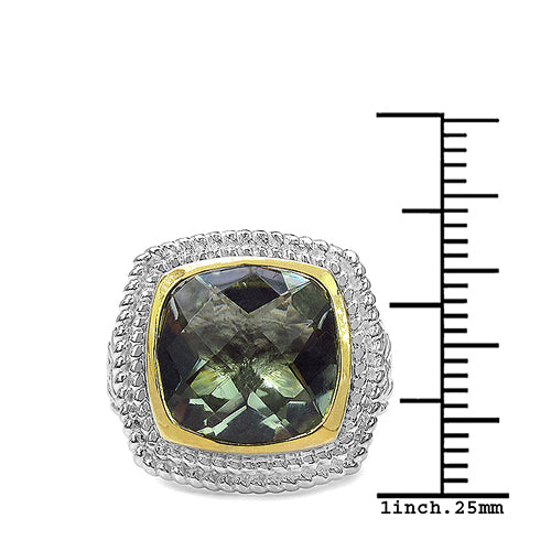 6.31 Carat Genuine Green Amethyst & White Diamond .925 Sterling Silver Ring on sale at MyriadMart