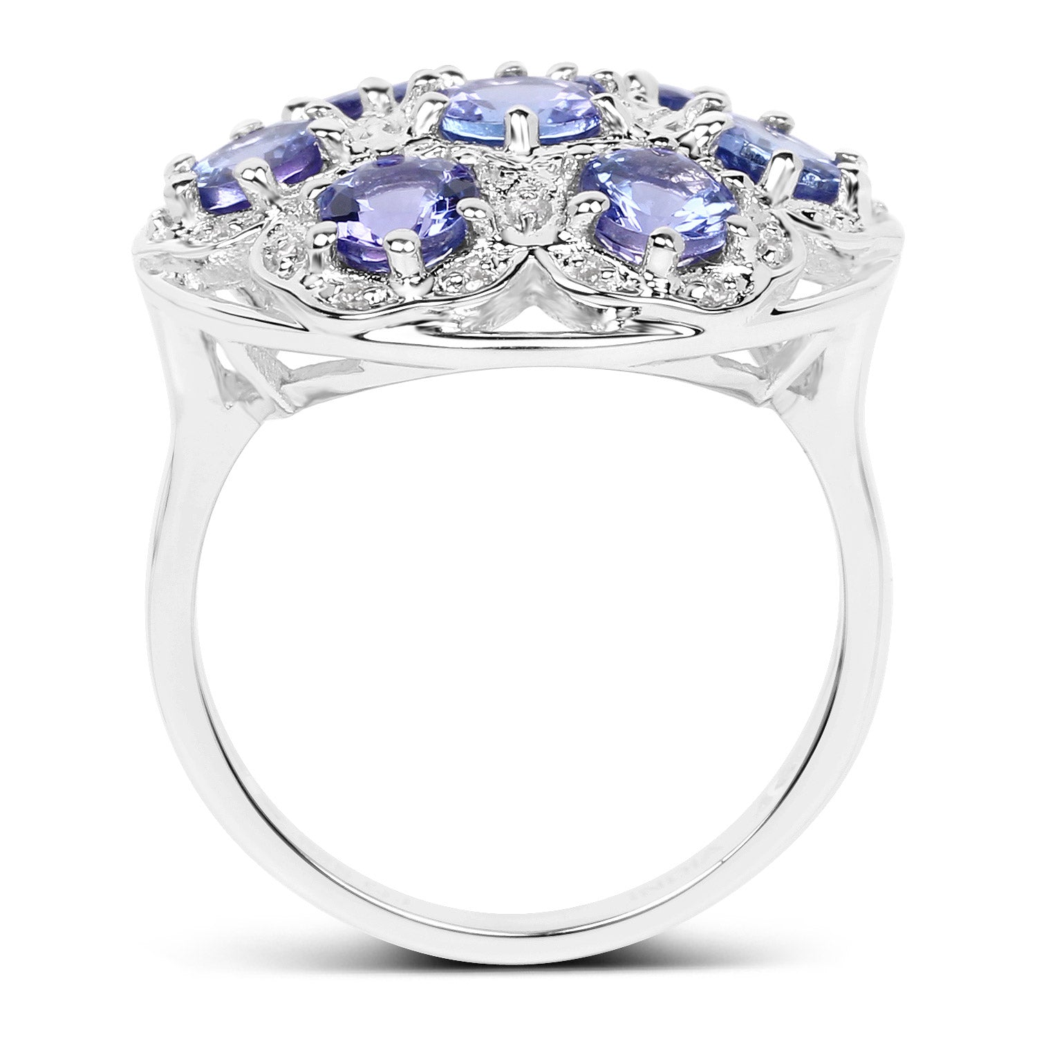 2.00 Carat Genuine Tanzanite and White Zircon .925 Sterling Silver Ring on sale at MyriadMart