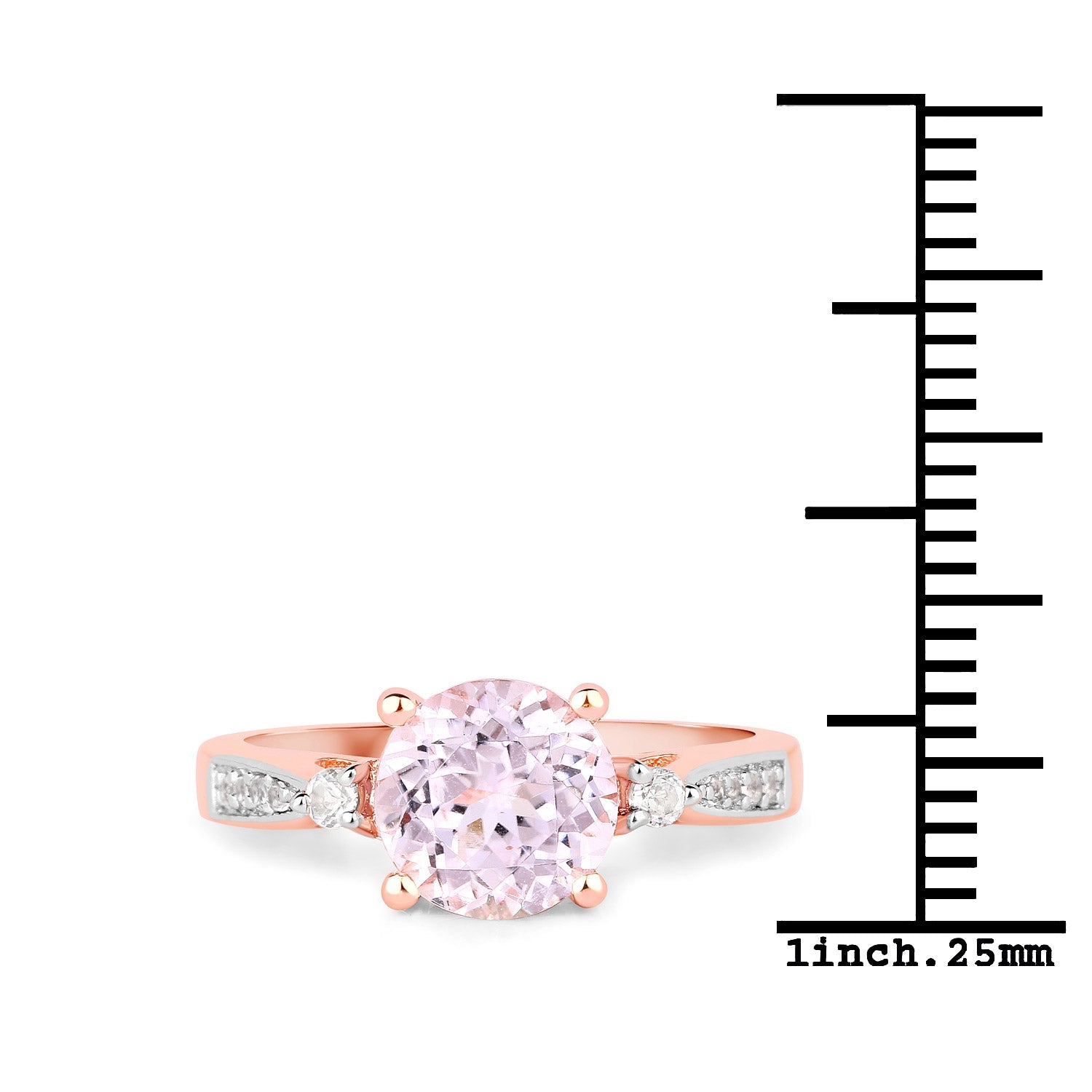 2.73 Carat Genuine Kunzite and White Topaz .925 Sterling Silver Ring on sale at MyriadMart