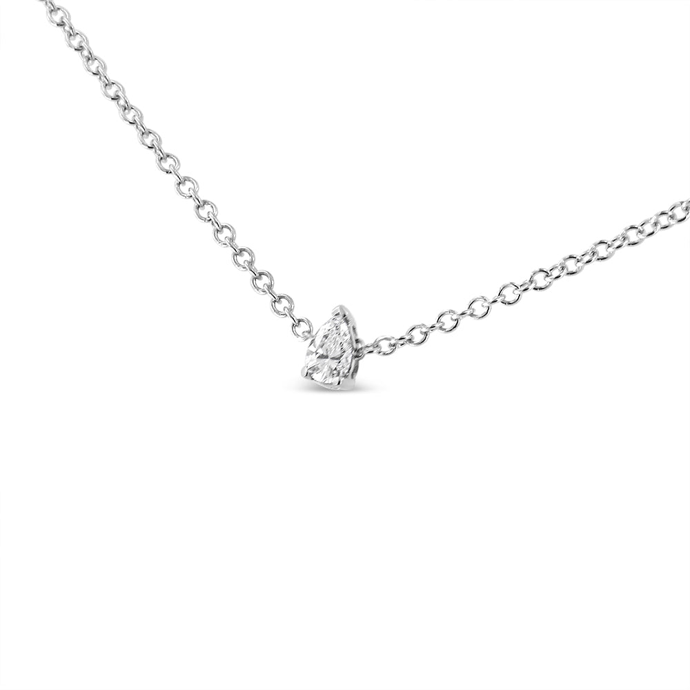 14K White Gold 1/10 Cttw Pear Shape Lab Grown Diamond Solitaire Pendant Necklace F-G Color, VS2-SI1 Clarity on sale at MyriadMart