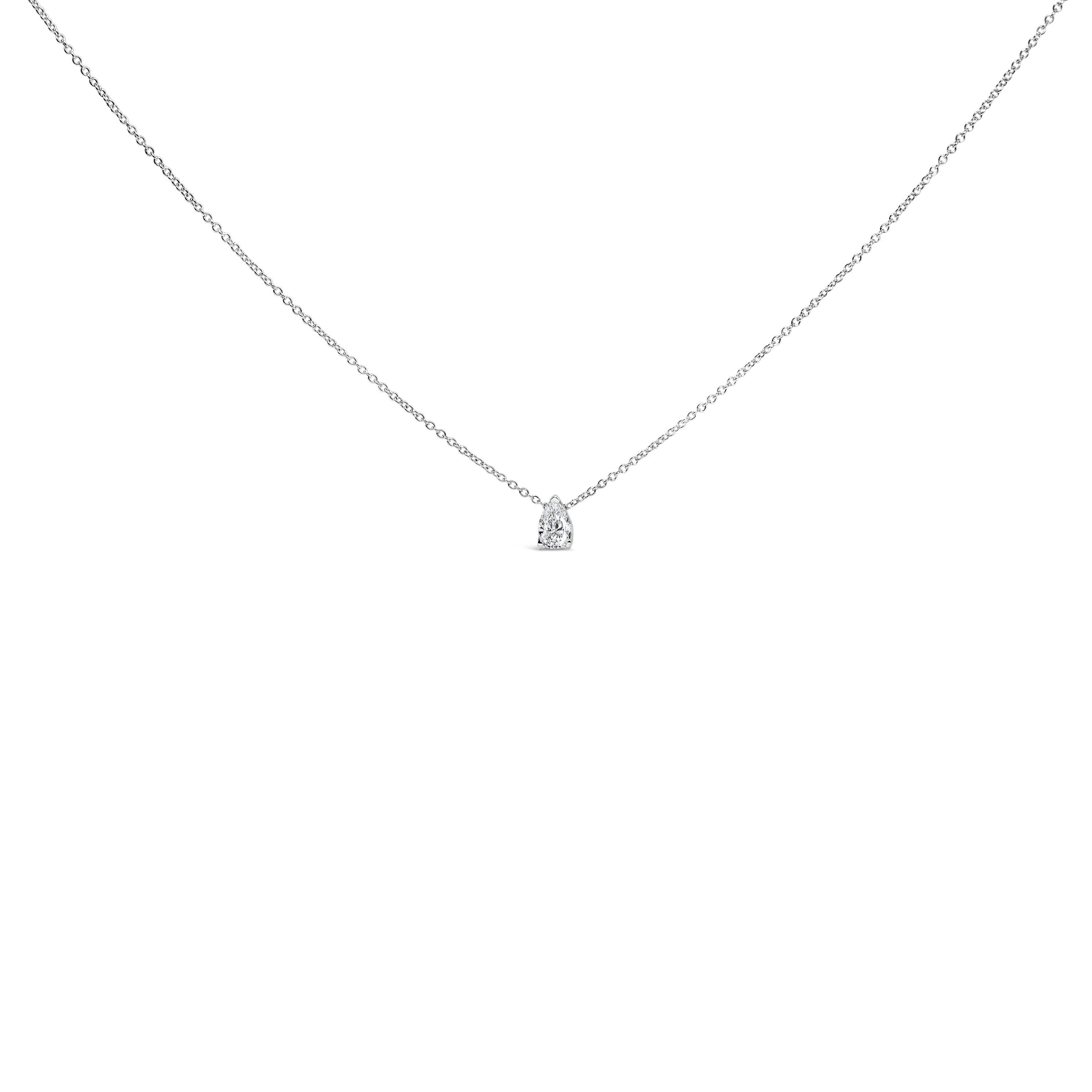 14K White Gold 1/10 Cttw Pear Shape Lab Grown Diamond Solitaire Pendant Necklace F-G Color, VS2-SI1 Clarity on sale at MyriadMart