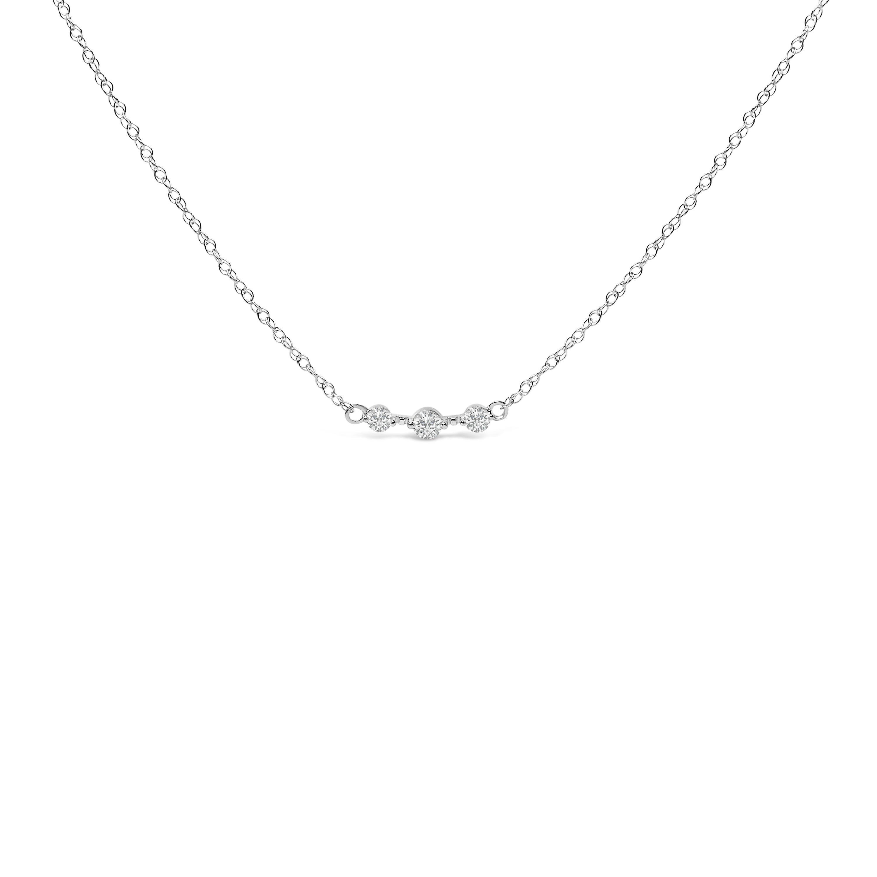 Sterling Silver 1/5 Cttw Lab Grown Diamond 3 Stone Station Necklace on sale at MyriadMart