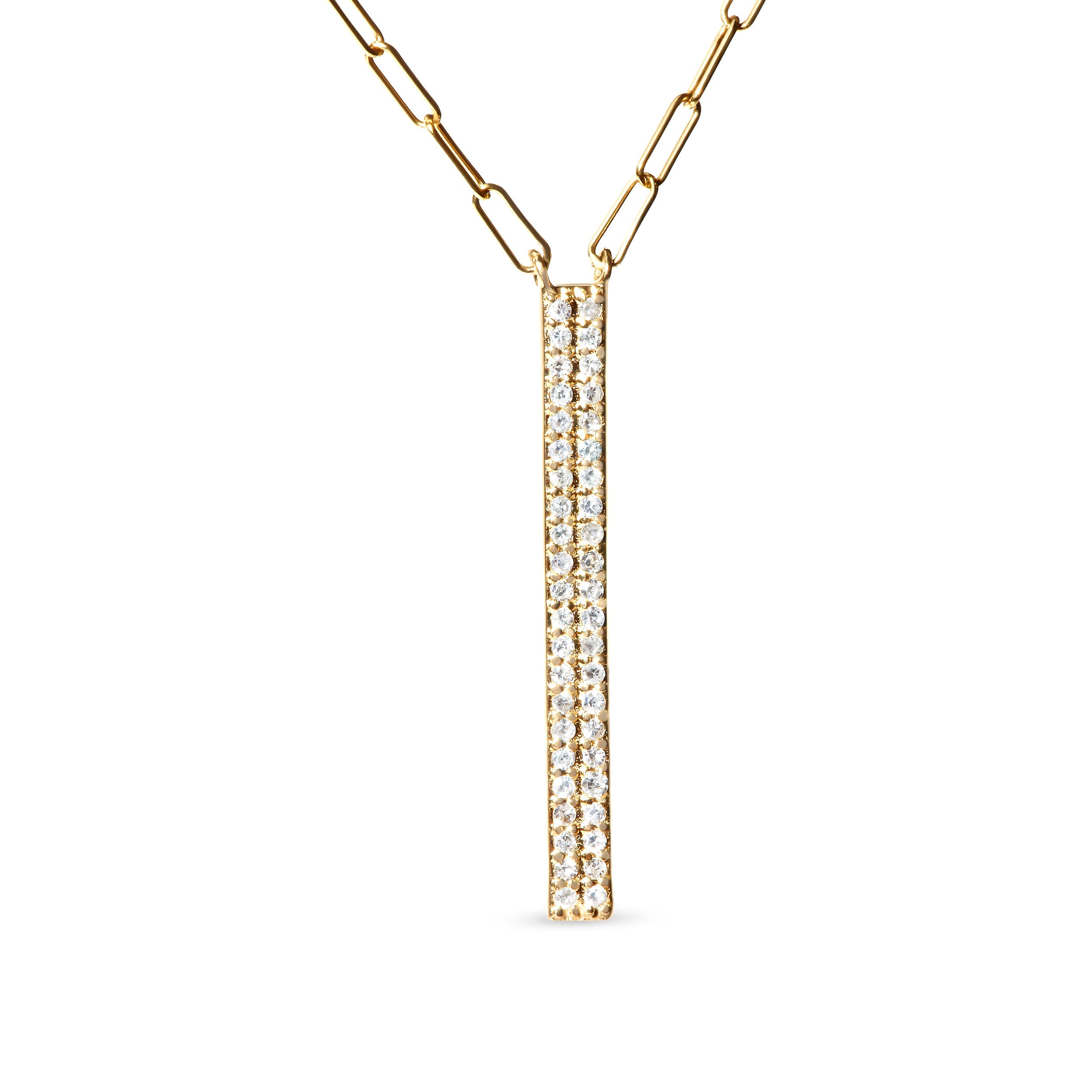 14K Yellow Gold 3/8 Cttw Two-Strand Marquise and Bar Charm Paper Clip Link Pendant Necklace I-J Color, I1-I2 Clarity -18" and 20" Inch Lengths on sale at MyriadMart