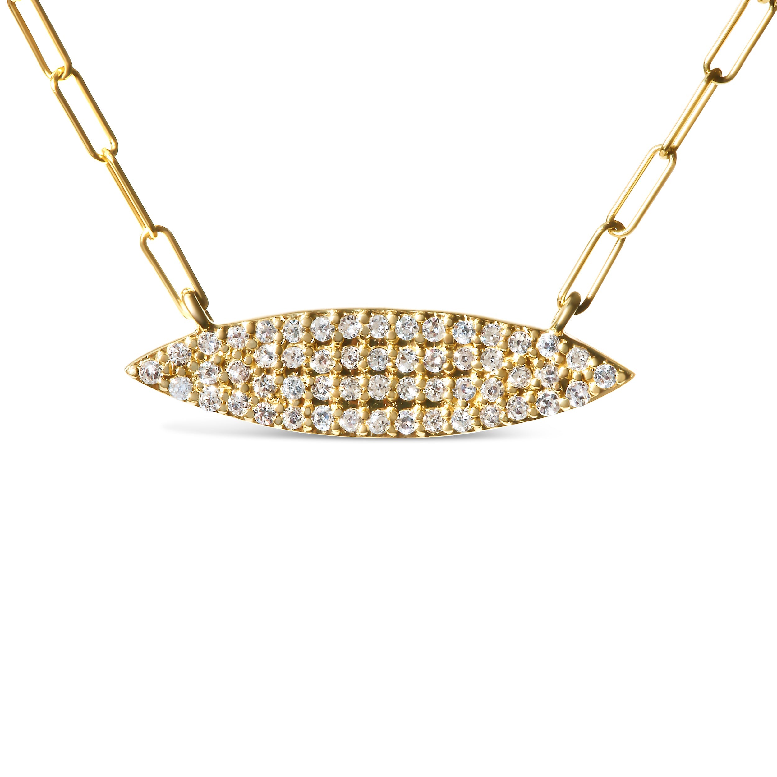 14K Yellow Gold 3/8 Cttw Two-Strand Marquise and Bar Charm Paper Clip Link Pendant Necklace I-J Color, I1-I2 Clarity -18" and 20" Inch Lengths on sale at MyriadMart