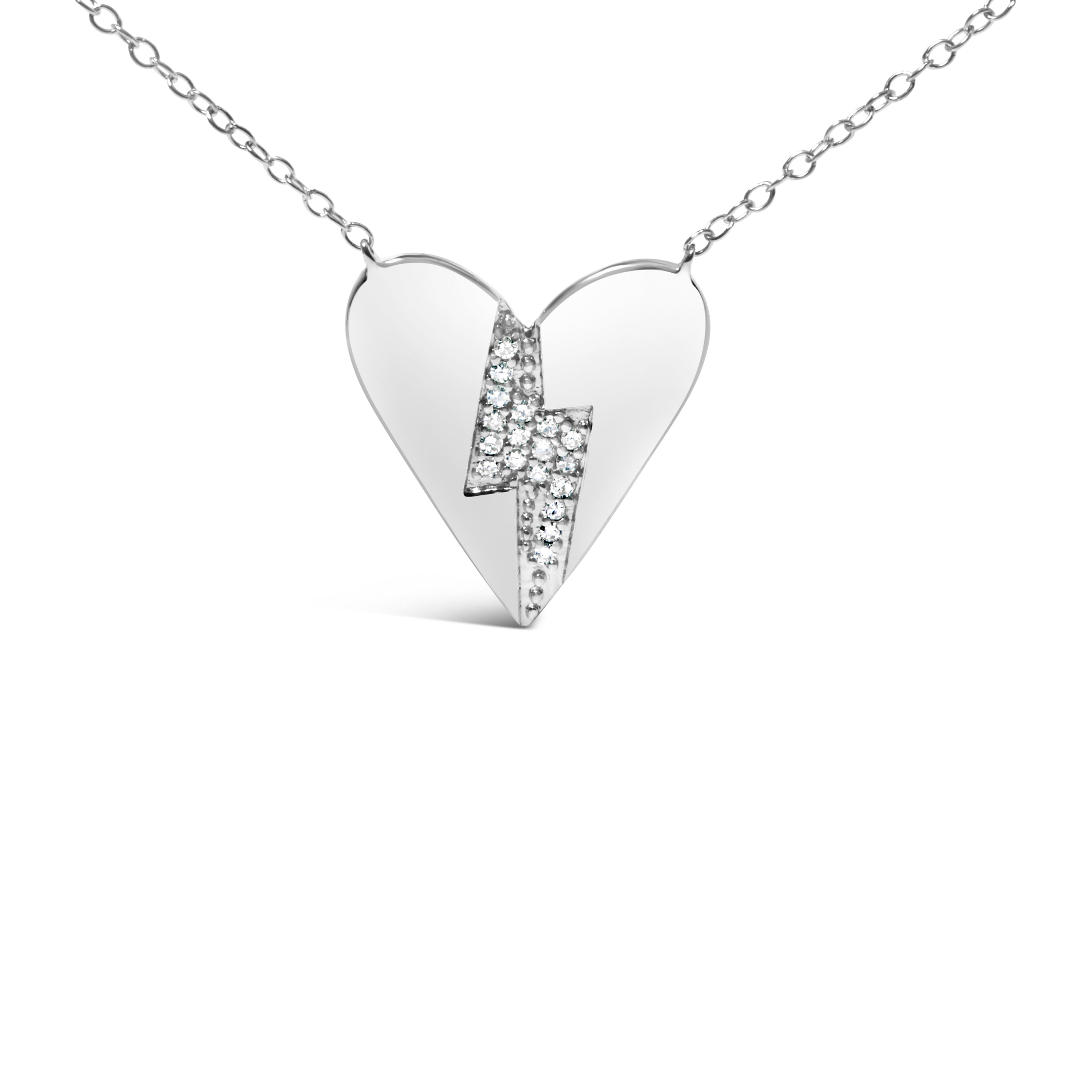 .925 Sterling Silver Diamond Broken Heart Pendant Necklace H-I Color, I1-I2 Clarity - 18" Inches on sale at MyriadMart