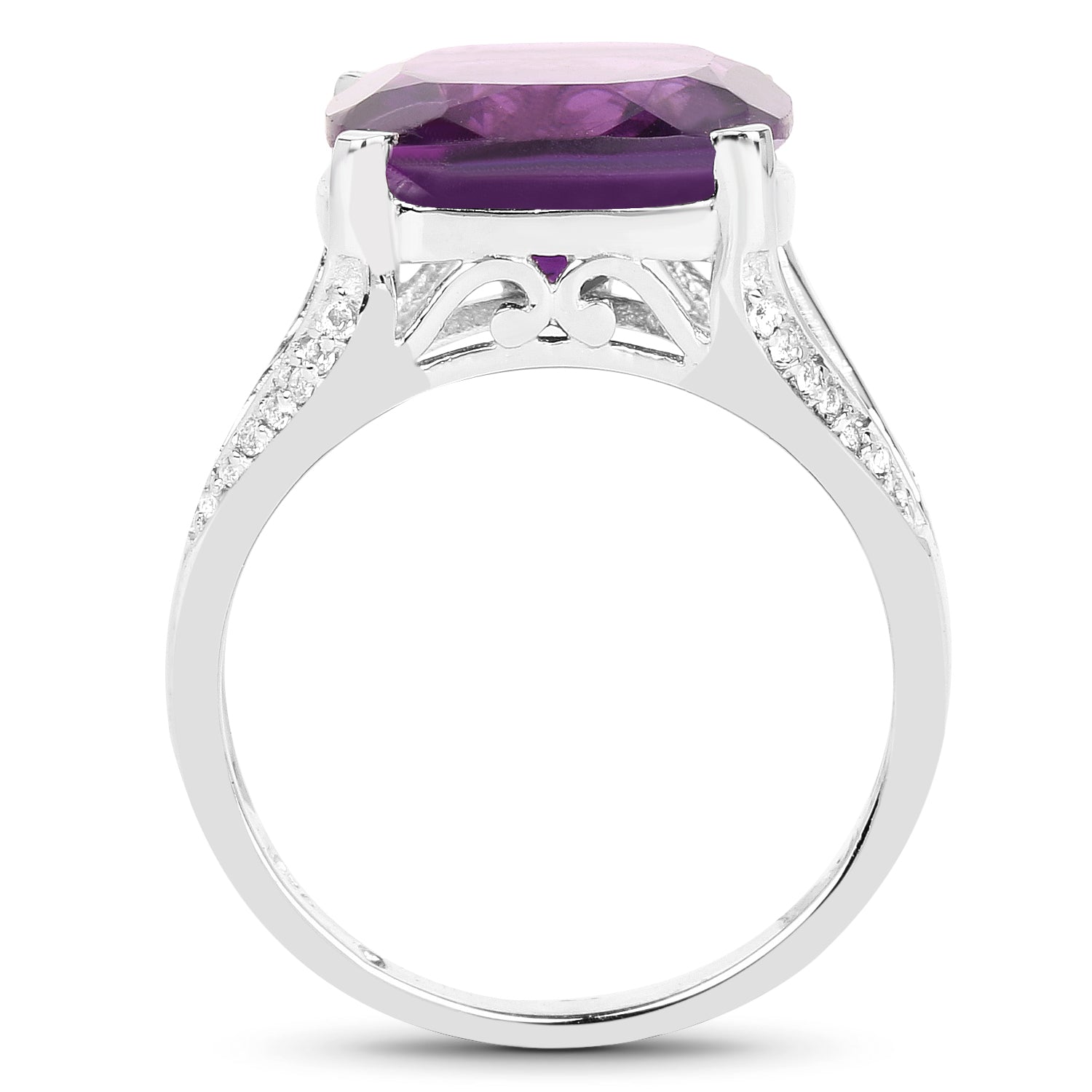 5.99 Carat Genuine Amethyst and White Topaz .925 Sterling Silver Ring on sale at MyriadMart