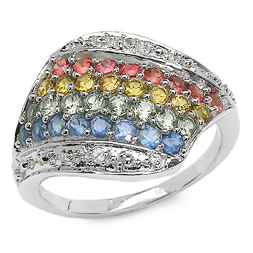 1.97 Carat Genuine Multi Stone .925 Sterling Silver Ring on sale at MyriadMart