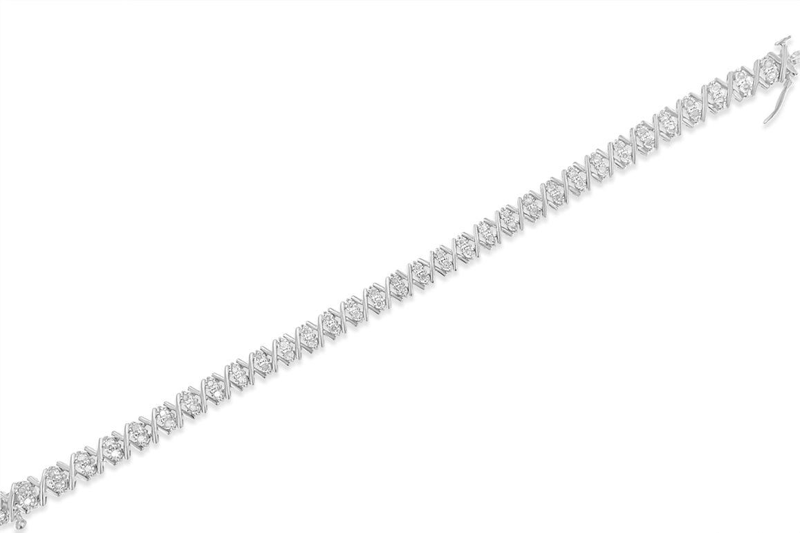 .925 Sterling Silver 1.0 Cttw Diamond Miracle-Set X-Link 7" Tennis Bracelet I-J Color, I3 Clarity on sale at MyriadMart