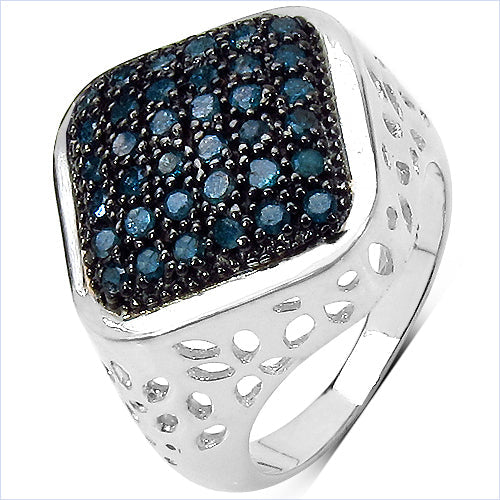 0.54 Carat Genuine Blue Diamond .925 Sterling Silver Ring on sale at MyriadMart