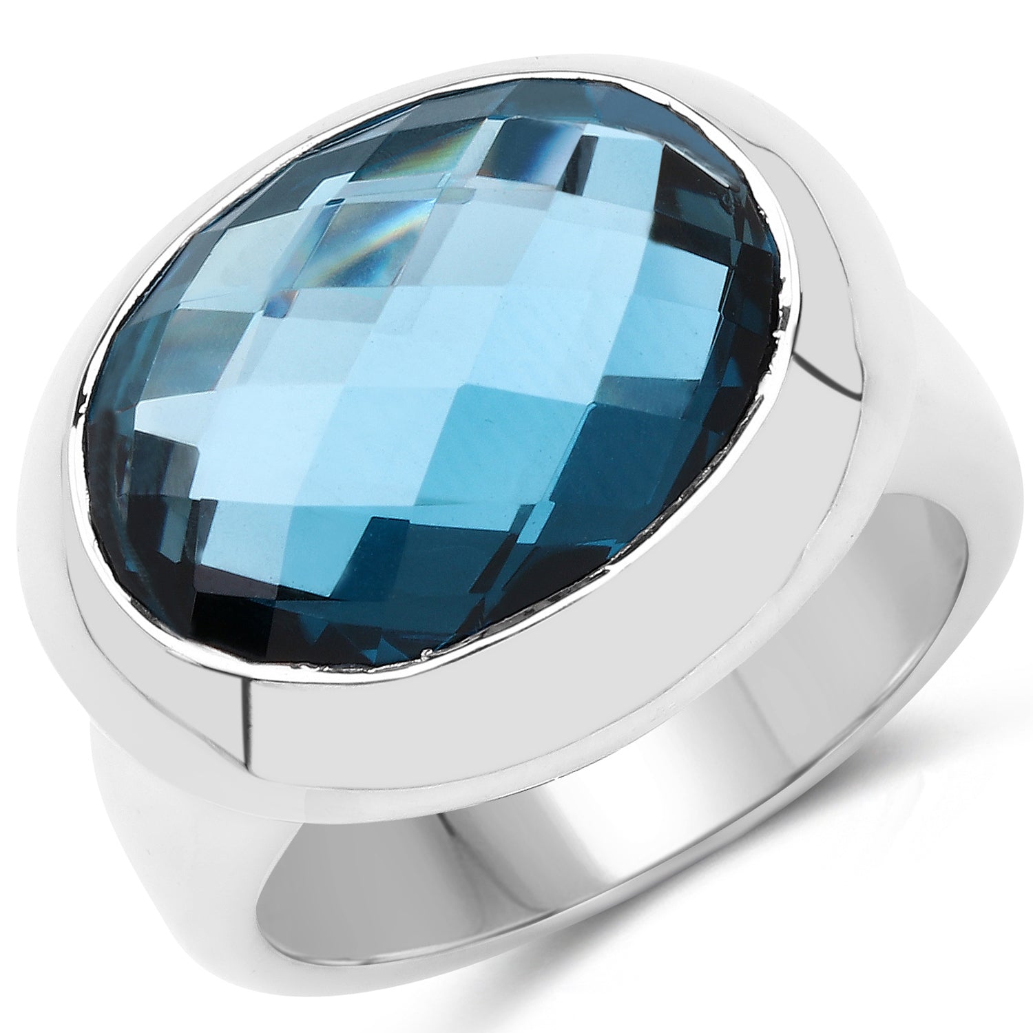 10.25 Carat Genuine London Blue Topaz .925 Sterling Silver Ring on sale at MyriadMart