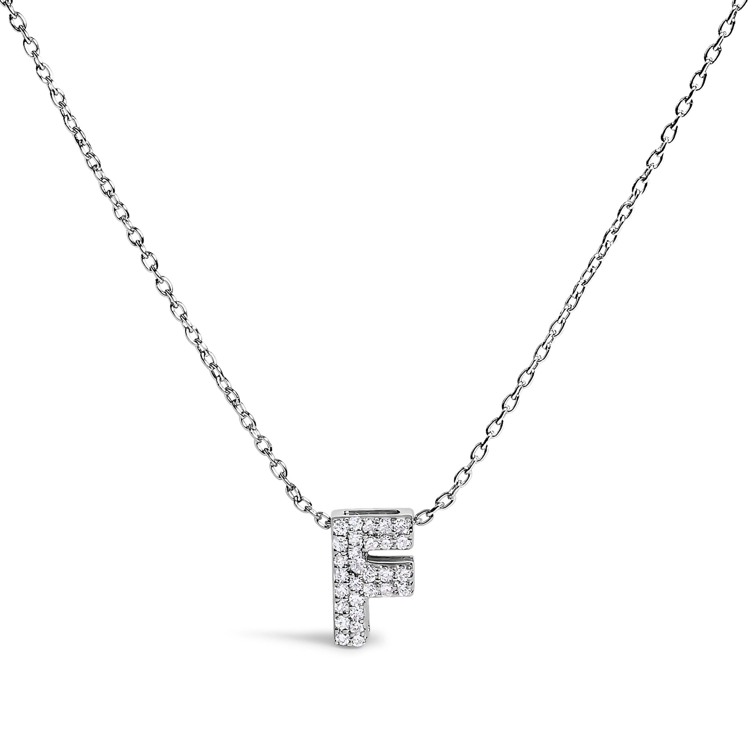 10K White Gold Diamond Accent "A" Initial Bubble Pendant Necklace on sale at MyriadMart