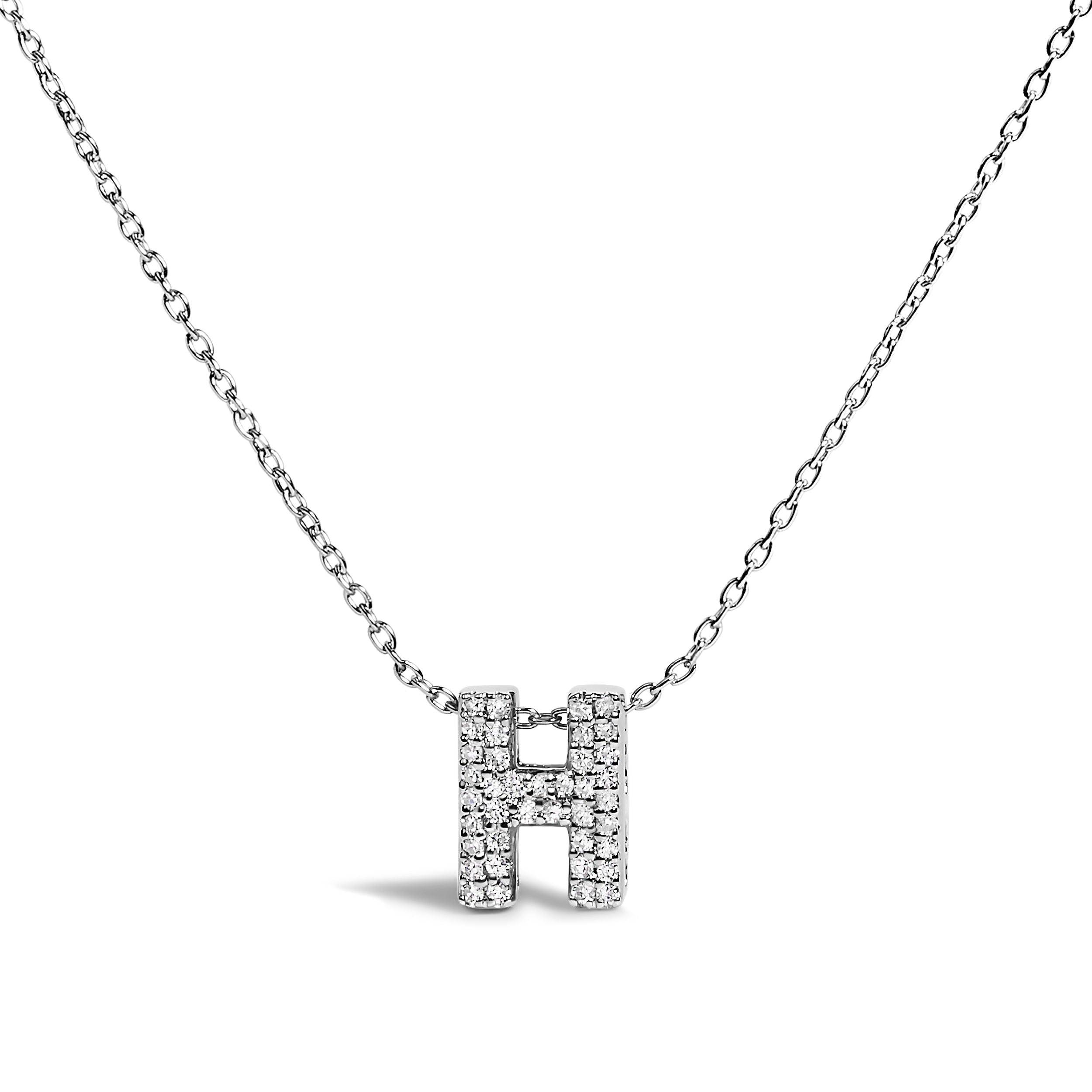 10K White Gold Diamond Accent "A" Initial Bubble Pendant Necklace on sale at MyriadMart