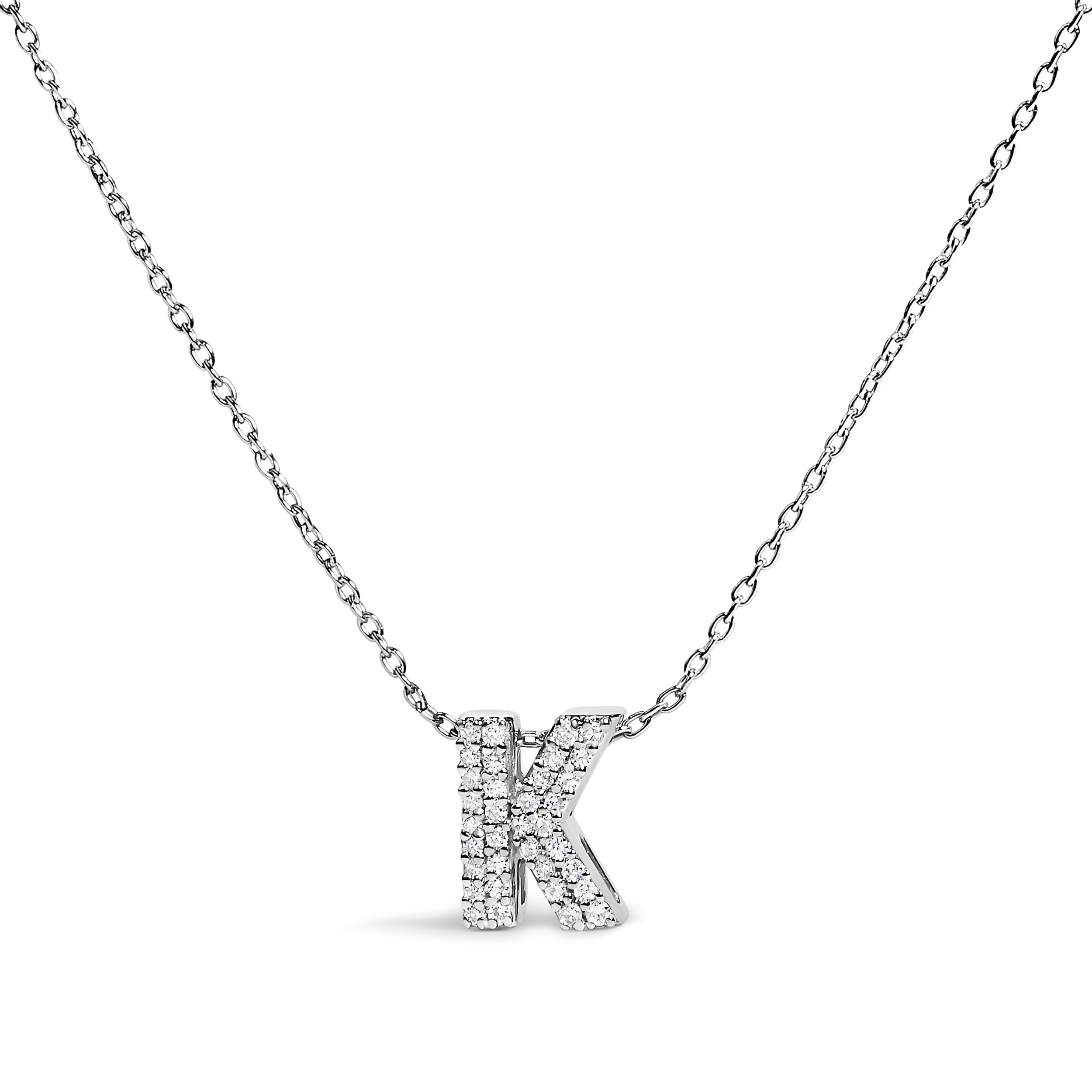 10K White Gold Diamond Accent "A" Initial Bubble Pendant Necklace on sale at MyriadMart