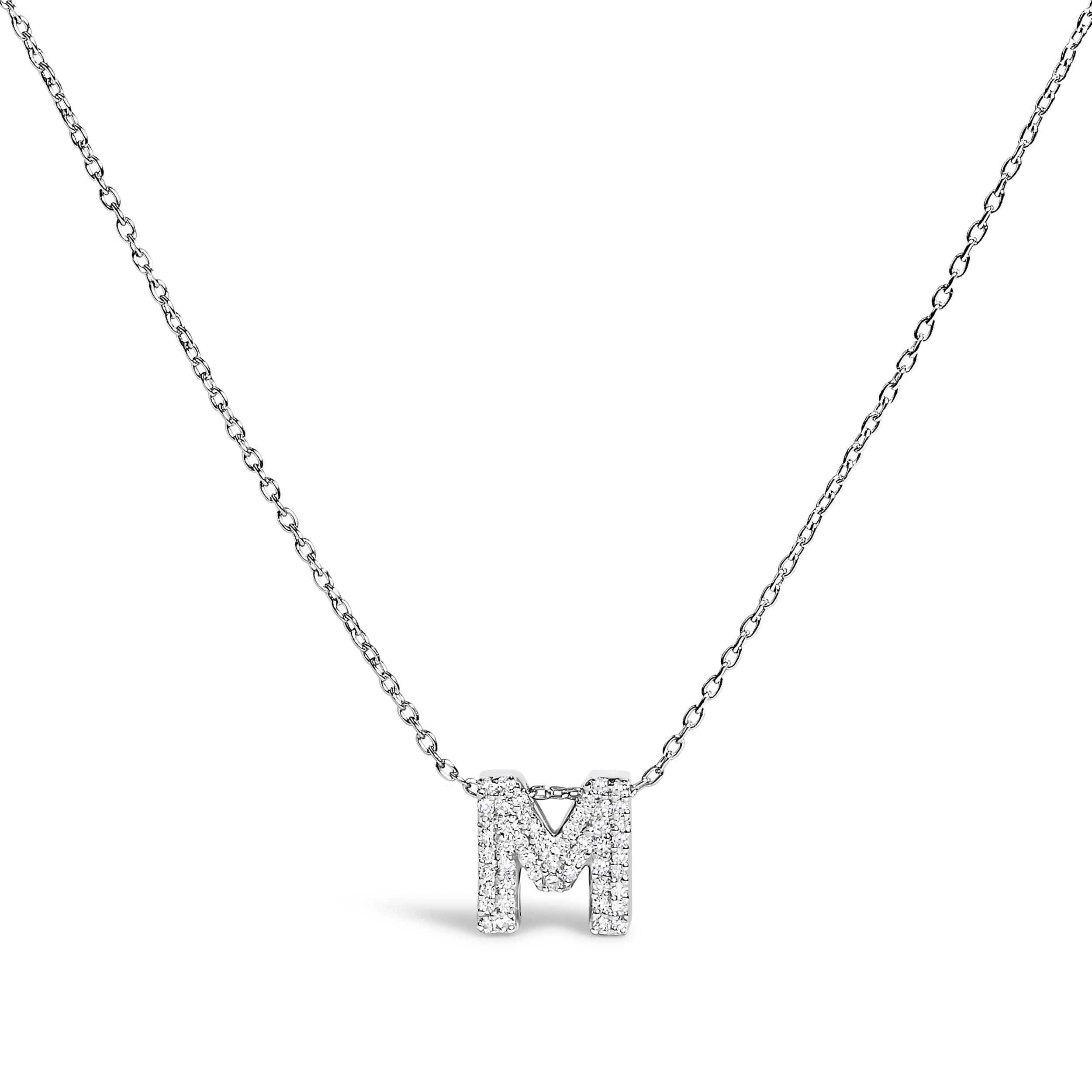 10K White Gold Diamond Accent "A" Initial Bubble Pendant Necklace on sale at MyriadMart