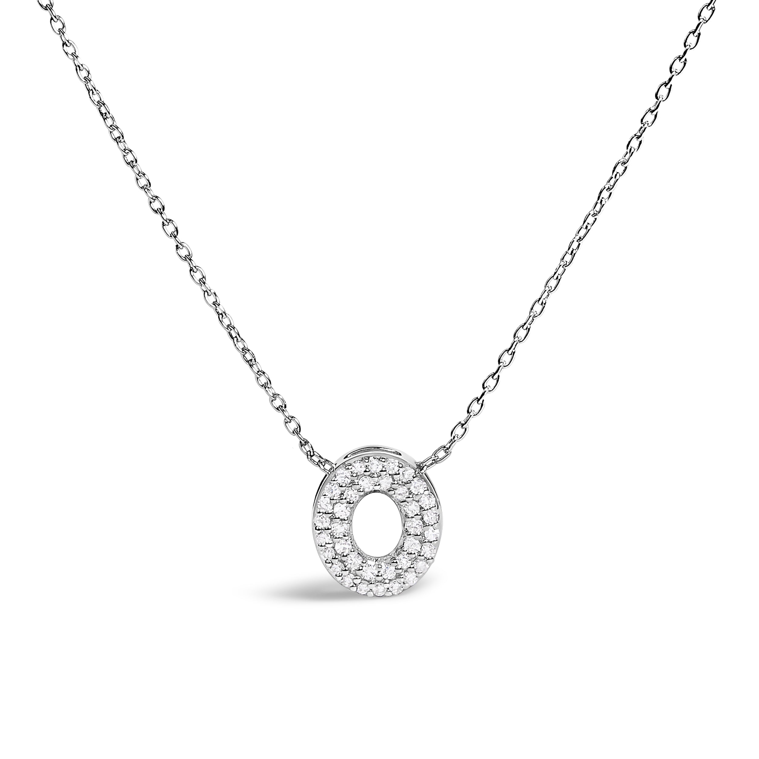 10K White Gold Diamond Accent "A" Initial Bubble Pendant Necklace on sale at MyriadMart