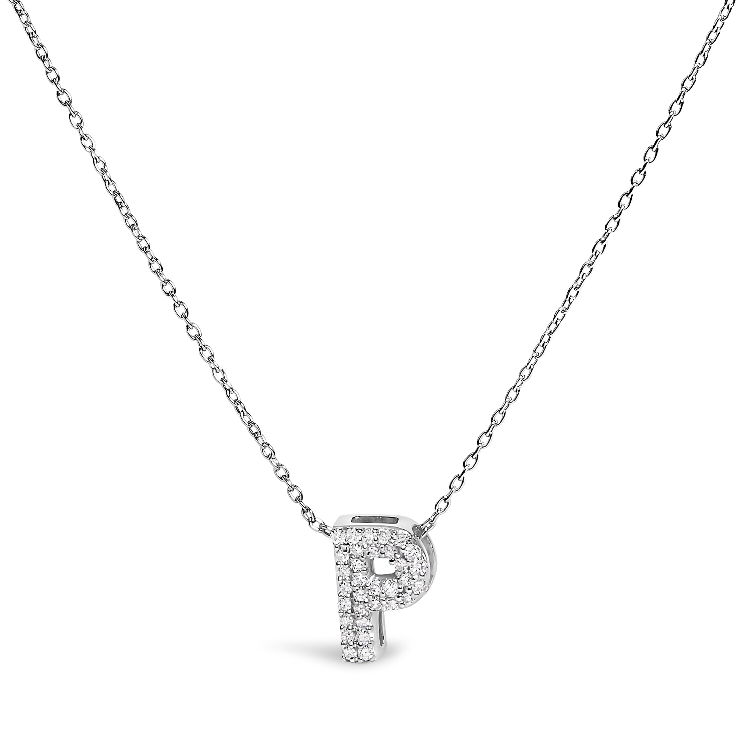 10K White Gold Diamond Accent "A" Initial Bubble Pendant Necklace on sale at MyriadMart