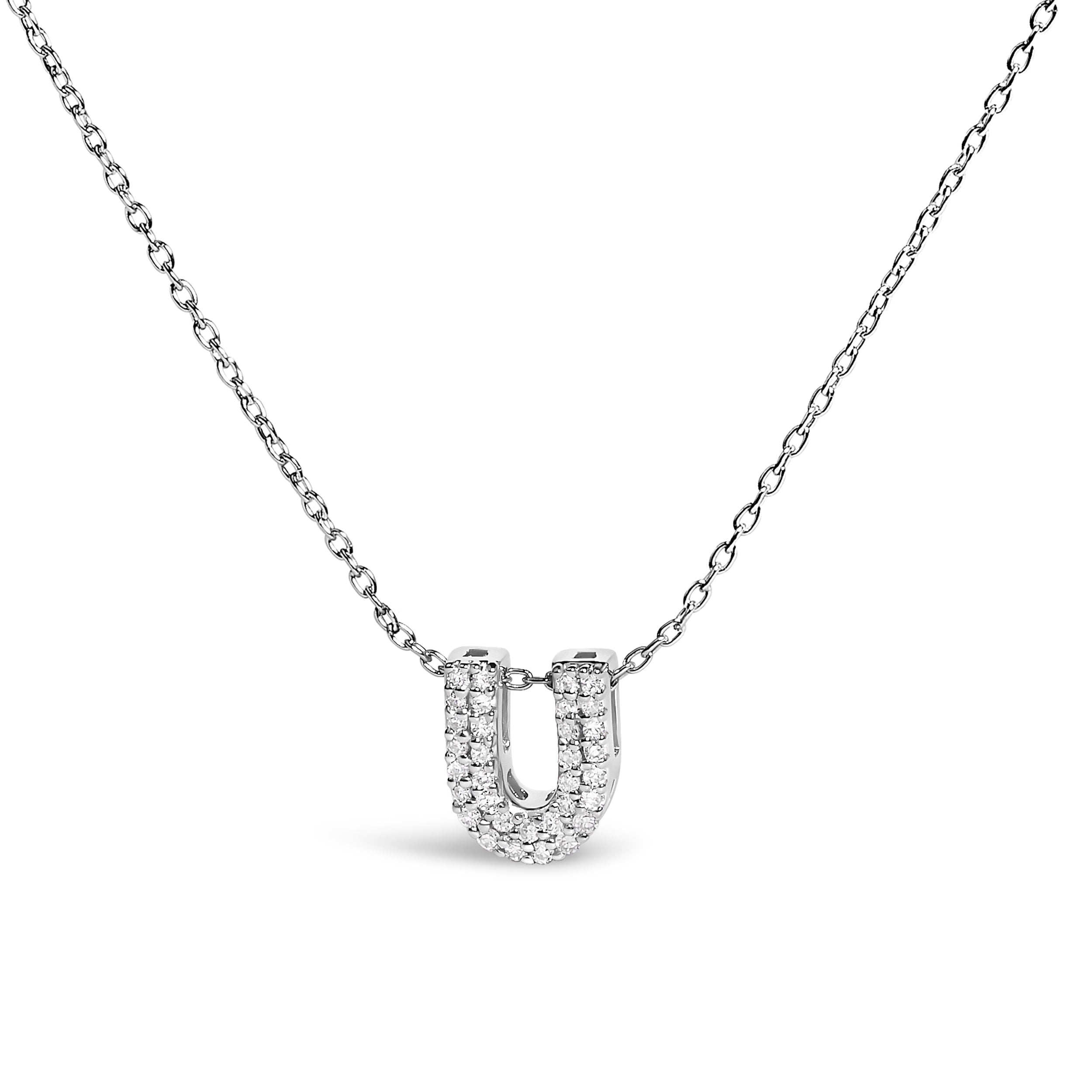 10K White Gold Diamond Accent "A" Initial Bubble Pendant Necklace on sale at MyriadMart