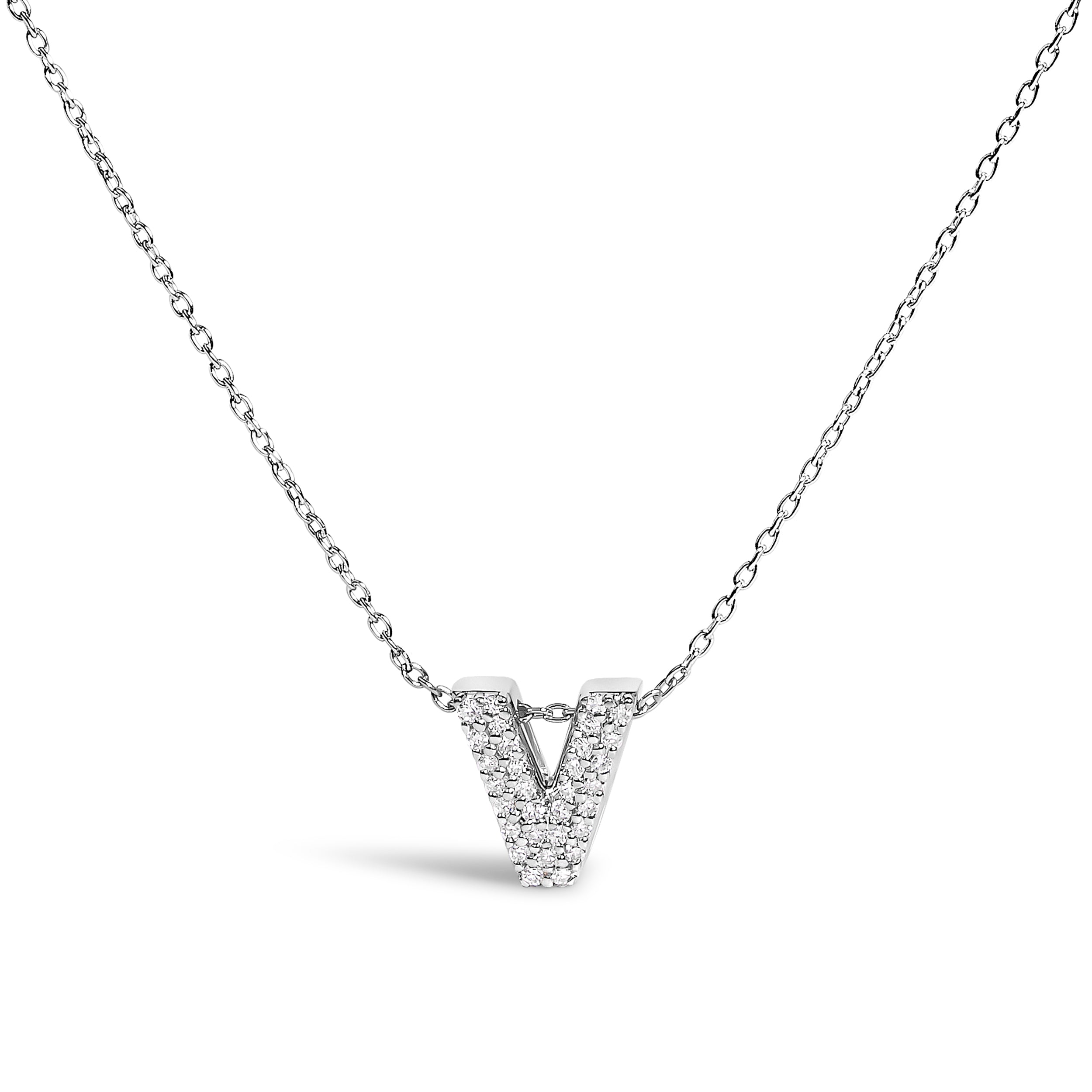 10K White Gold Diamond Accent "A" Initial Bubble Pendant Necklace on sale at MyriadMart
