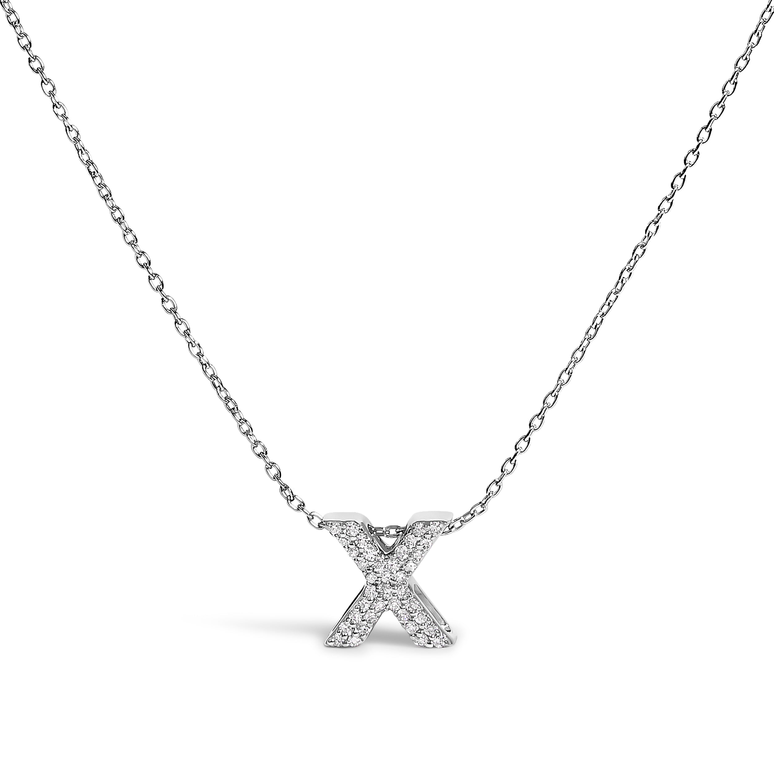 10K White Gold Diamond Accent "A" Initial Bubble Pendant Necklace on sale at MyriadMart