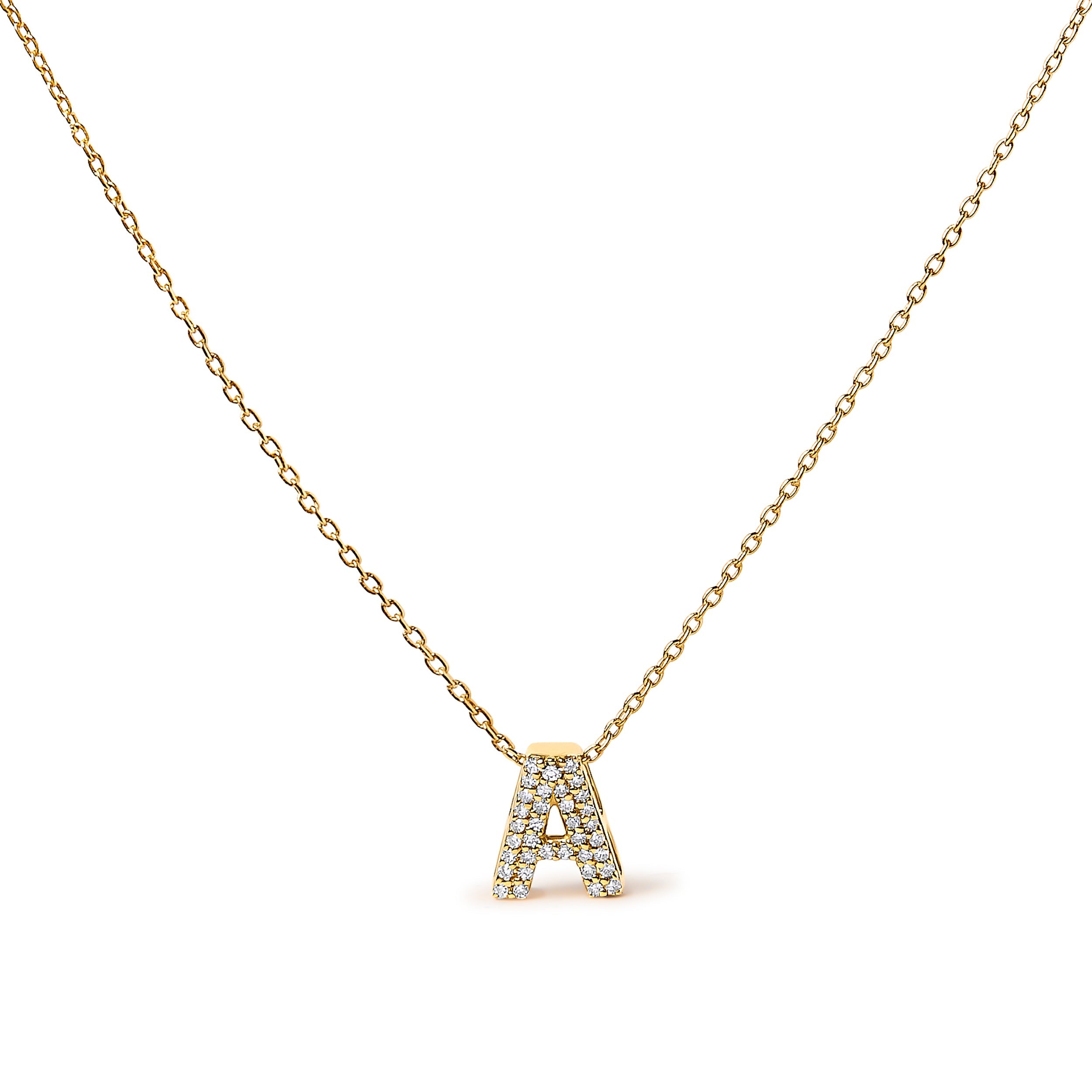 10K White Gold Diamond Accent "A" Initial Bubble Pendant Necklace on sale at MyriadMart
