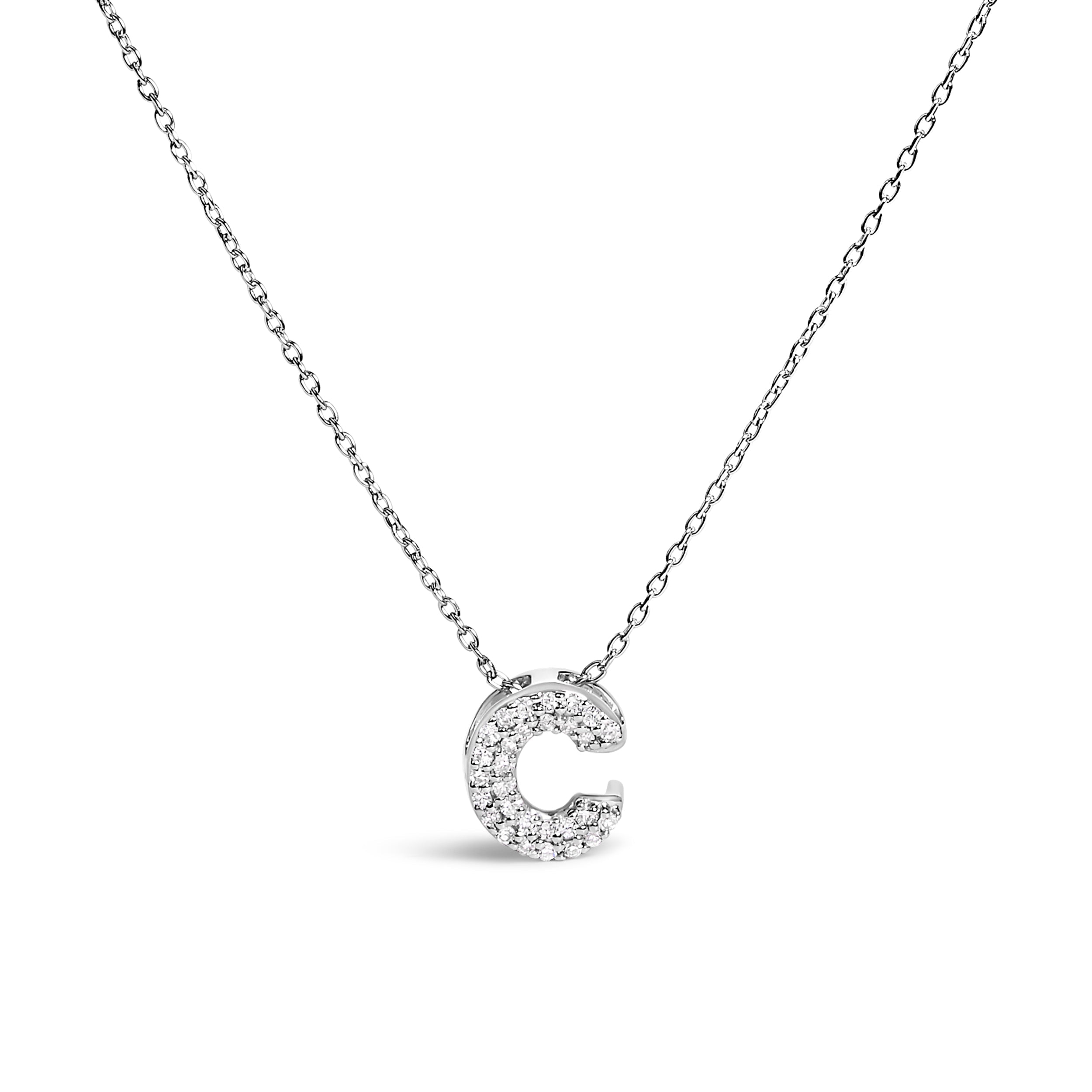 10K White Gold Diamond Accent "A" Initial Bubble Pendant Necklace on sale at MyriadMart