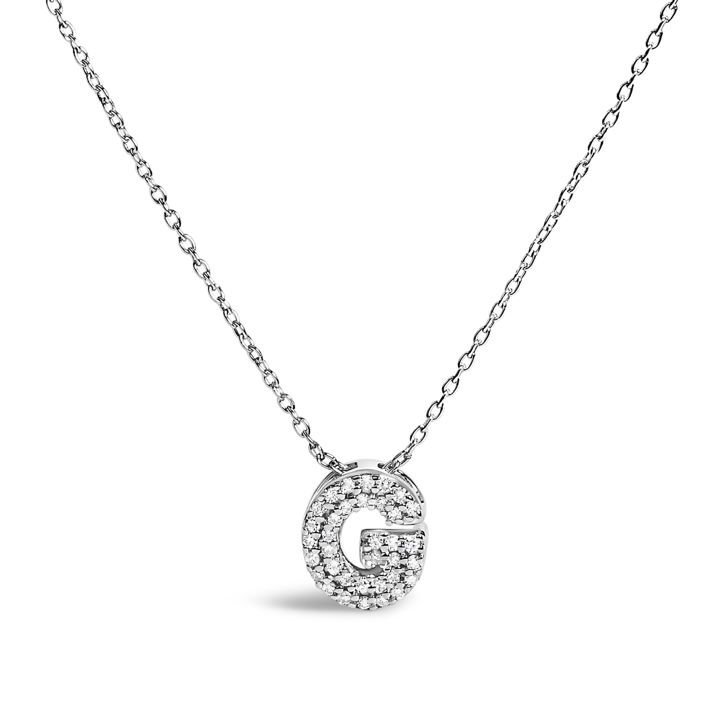 10K White Gold Diamond Accent "A" Initial Bubble Pendant Necklace on sale at MyriadMart