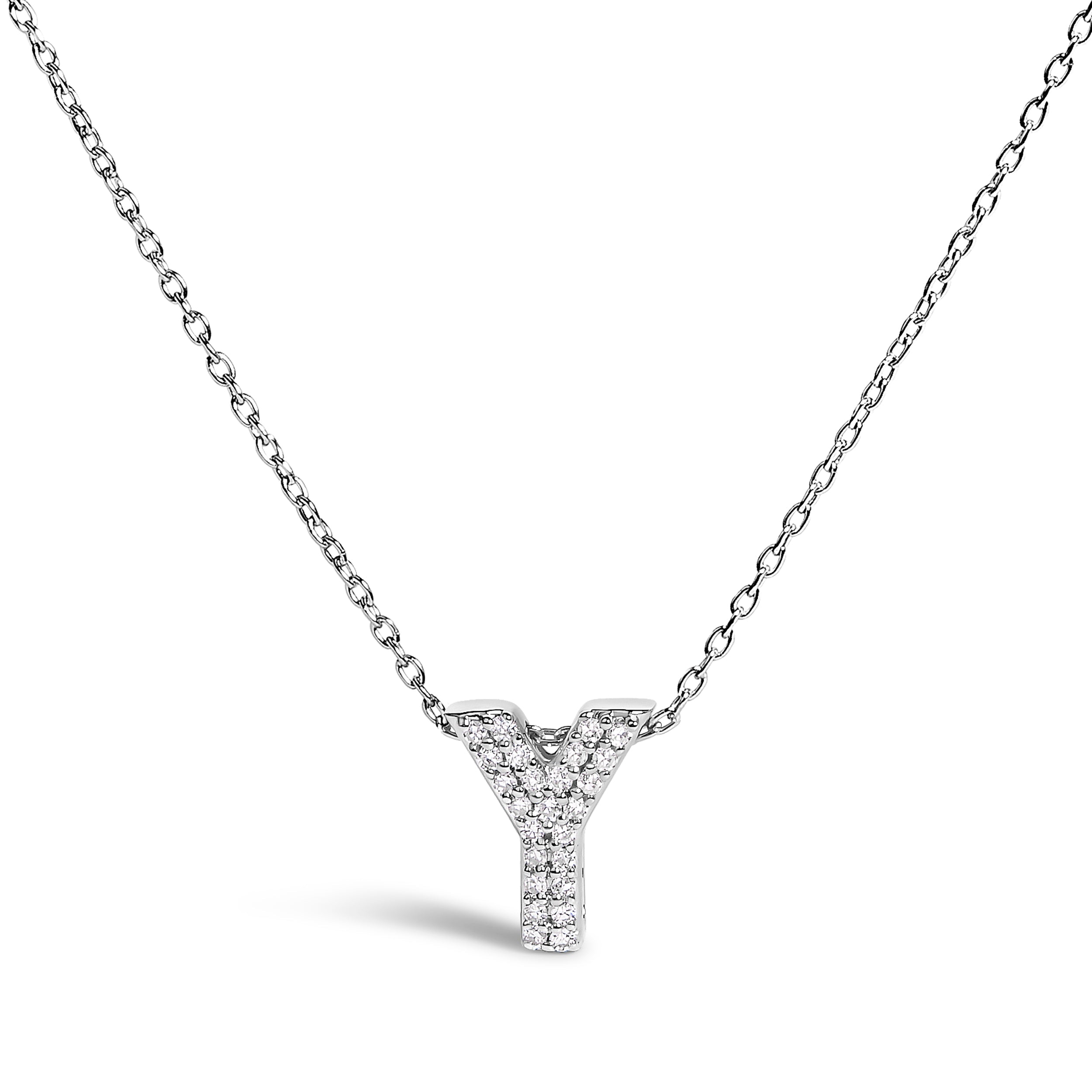 10K White Gold Diamond Accent "A" Initial Bubble Pendant Necklace on sale at MyriadMart