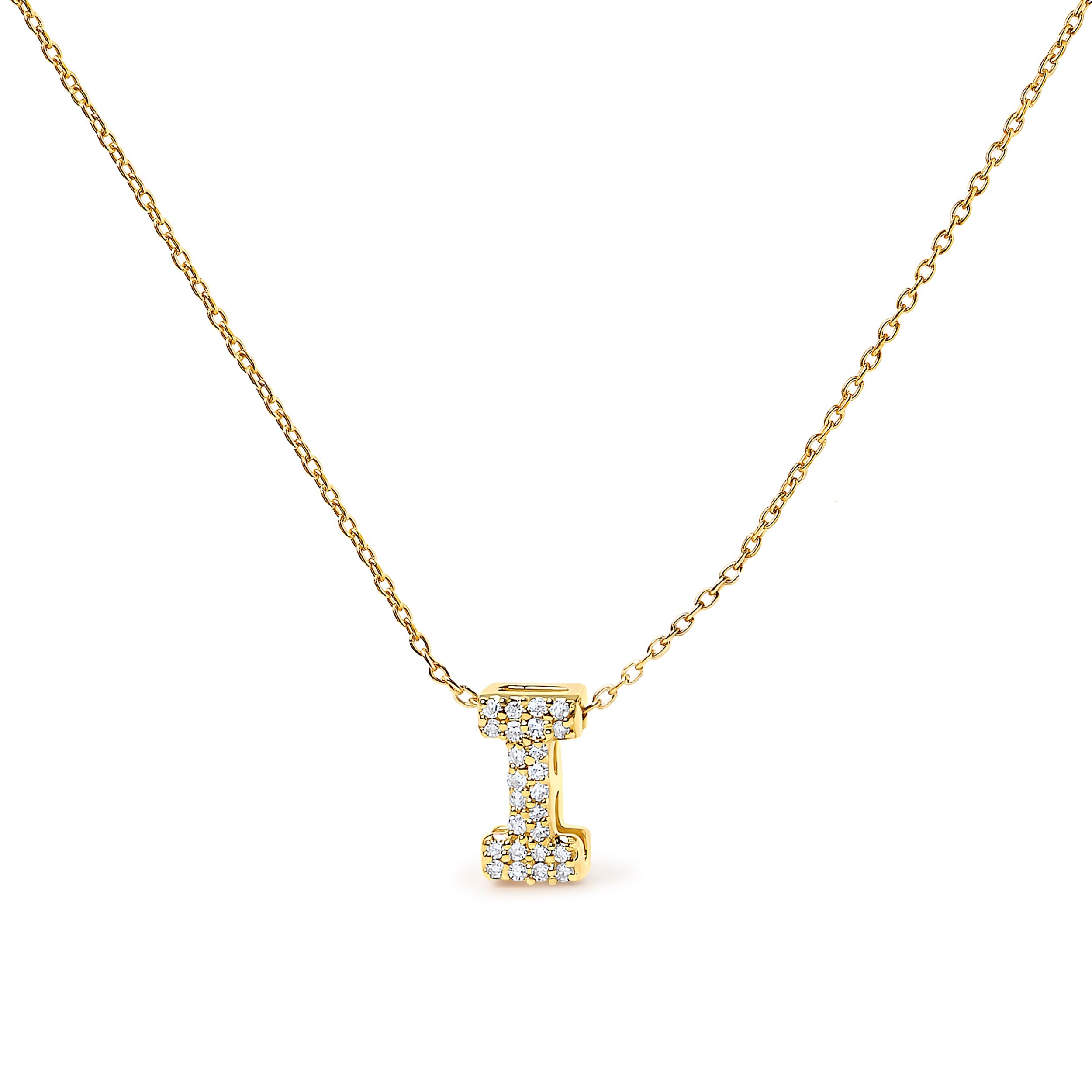 10K White Gold Diamond Accent "A" Initial Bubble Pendant Necklace on sale at MyriadMart